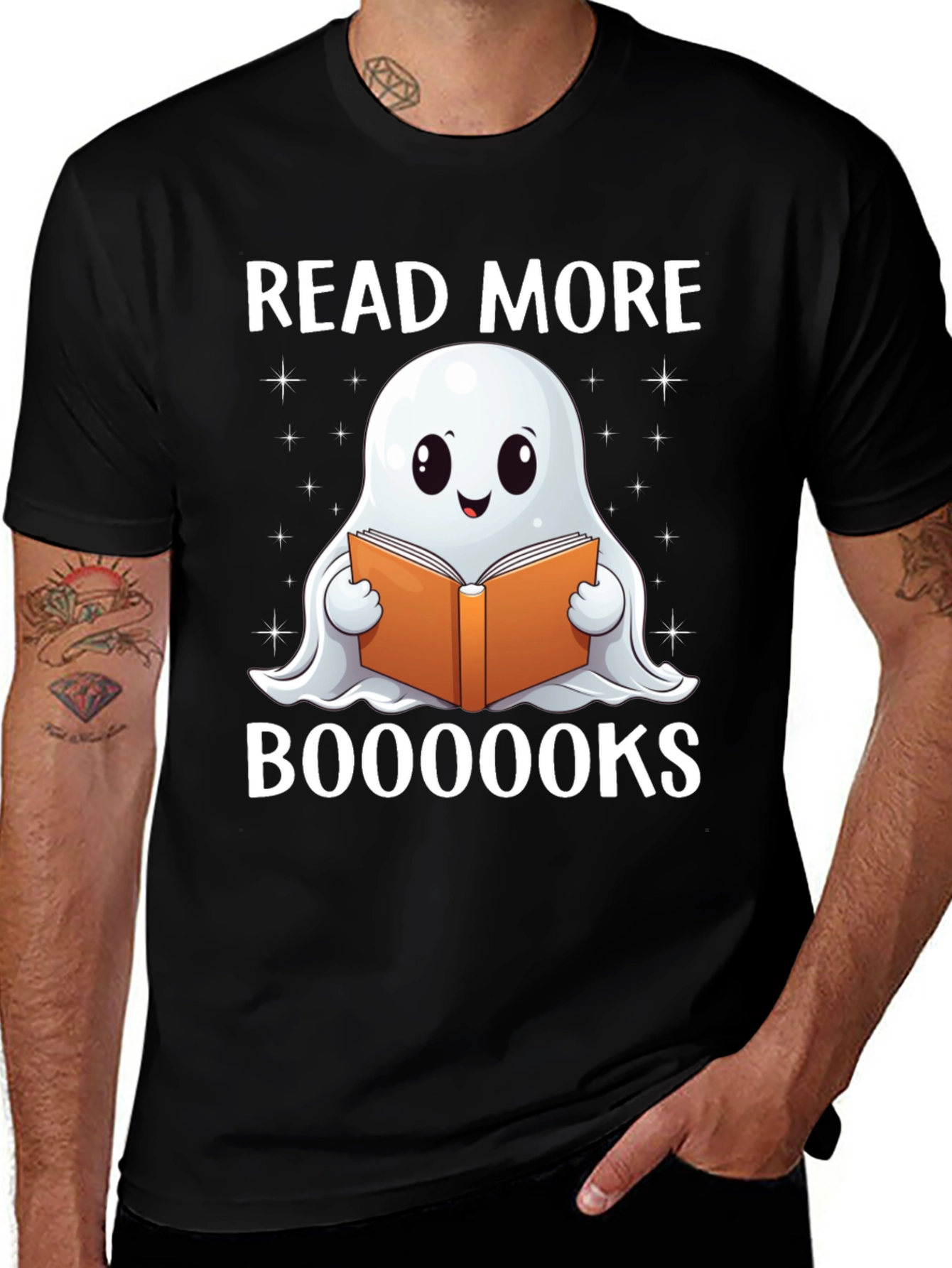Variant 4 of Read More Booooks Halloween Ghost Reading Book T-Shirt