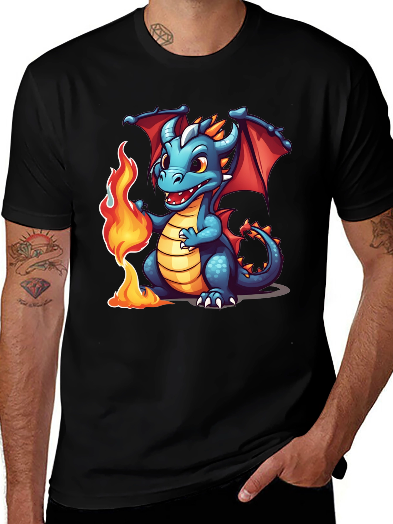 Variant 14 of Dragon Fire T-Shirt - Cool Cartoon Design