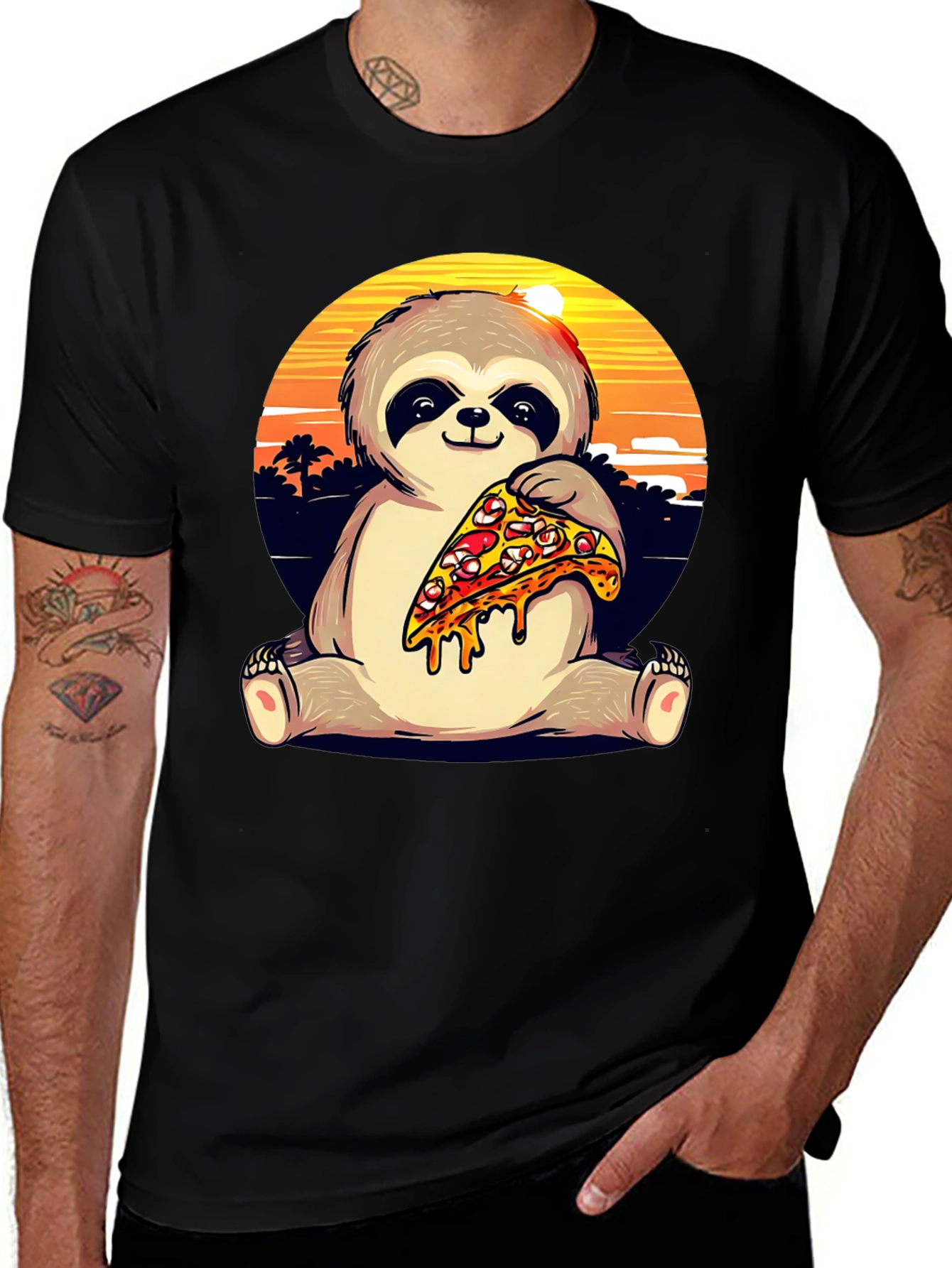 Variant 16 of Sloth Pizza T-Shirt - Funny Graphic Tee