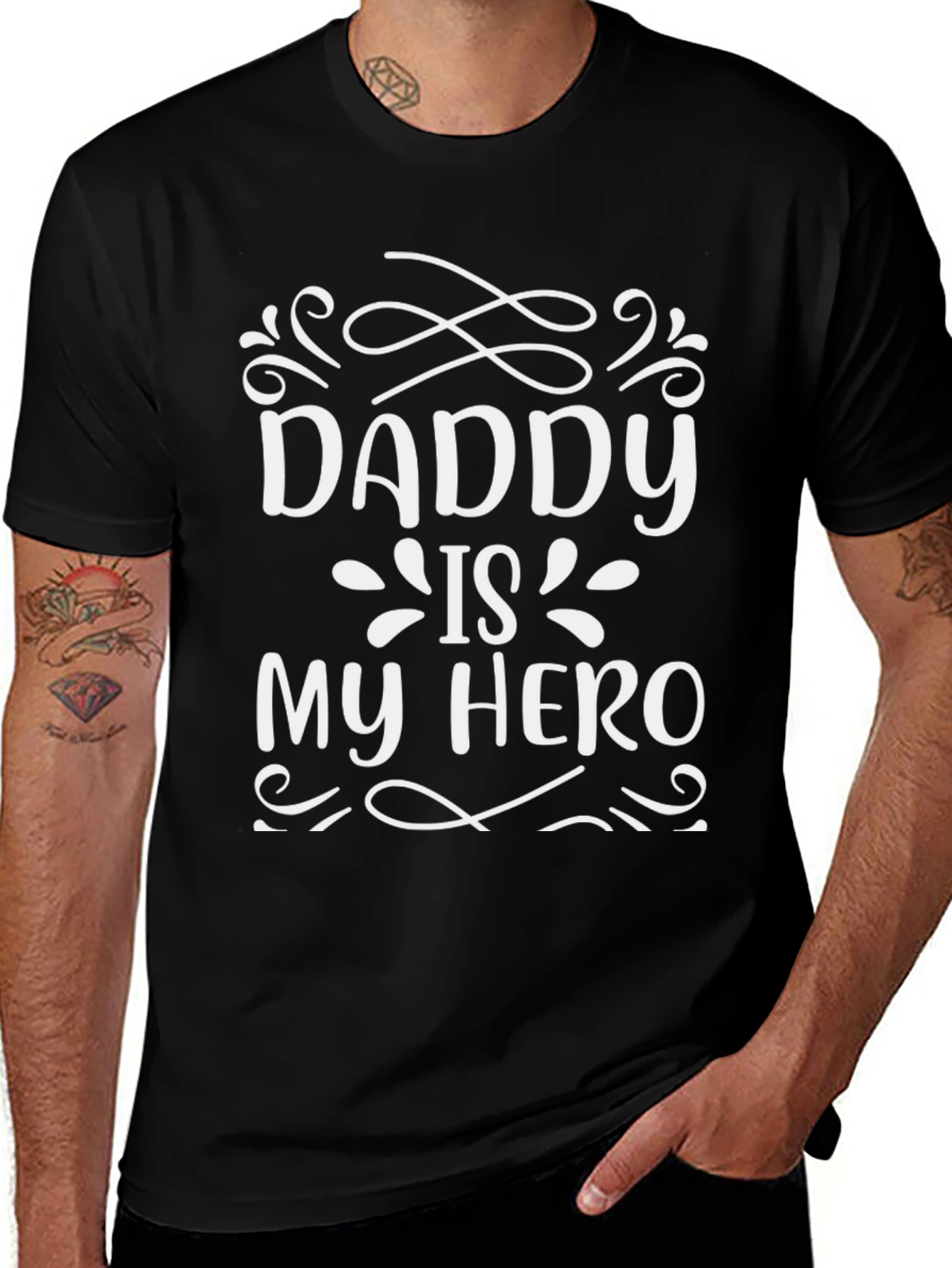 Daddy is My Hero Black T-Shirt