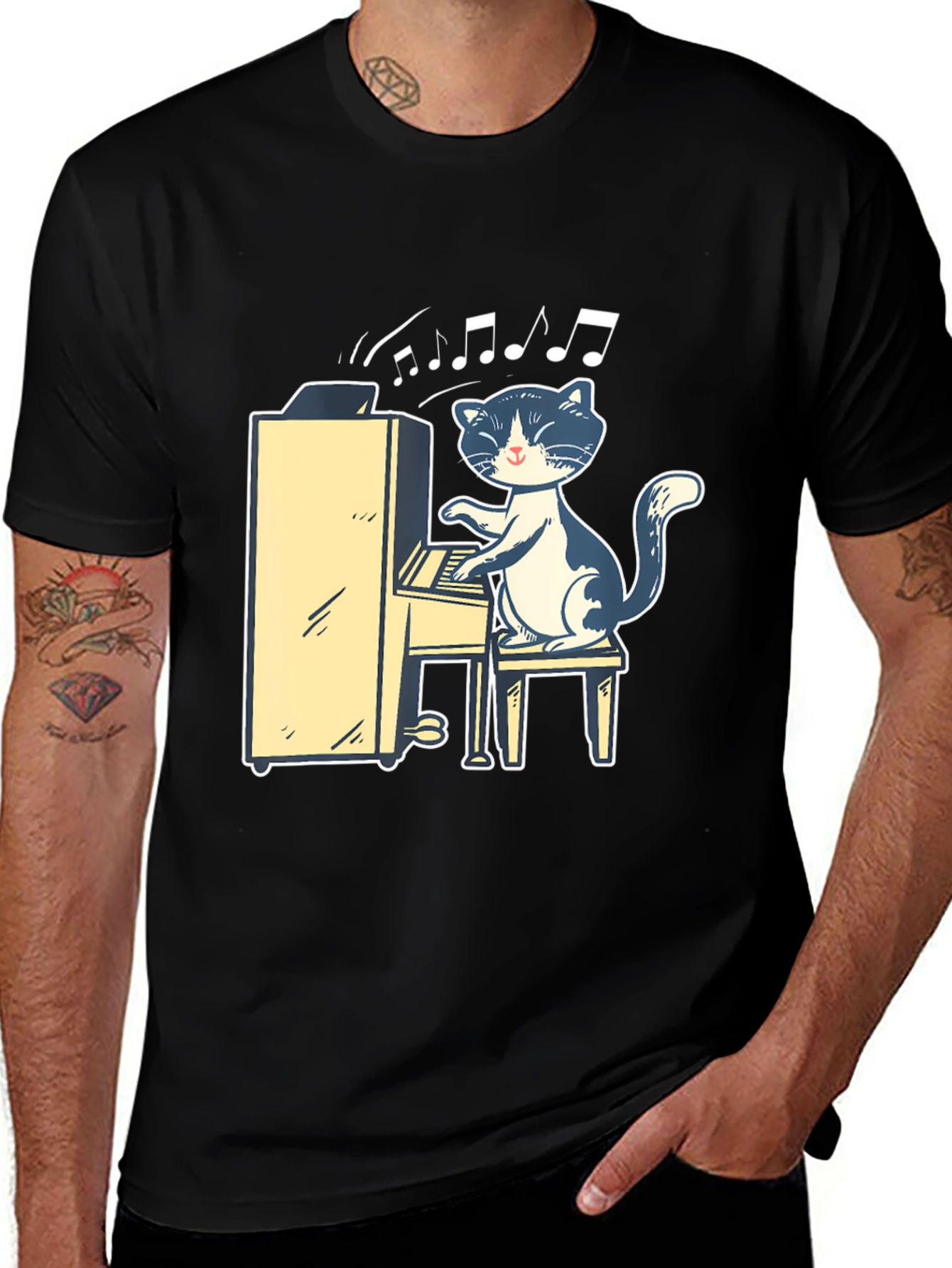 Variant 17 of Musical Cat Piano T-Shirt - Cute Graphic Tee