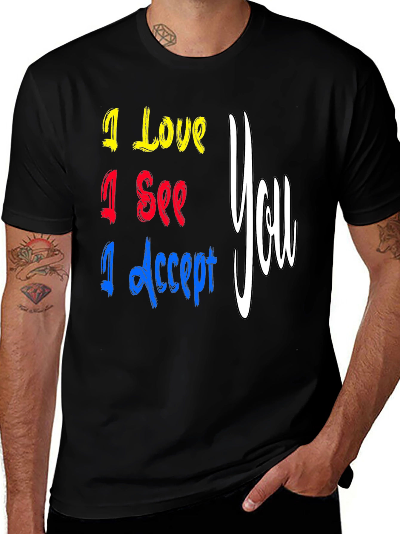 Variant 26 of I Love I See I Accept You T-Shirt Casual Short Sleeve