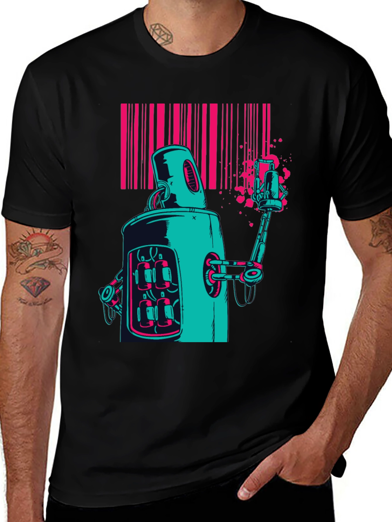 Variant 5 of Retro Robot Graphic Tee - Sci-Fi Style