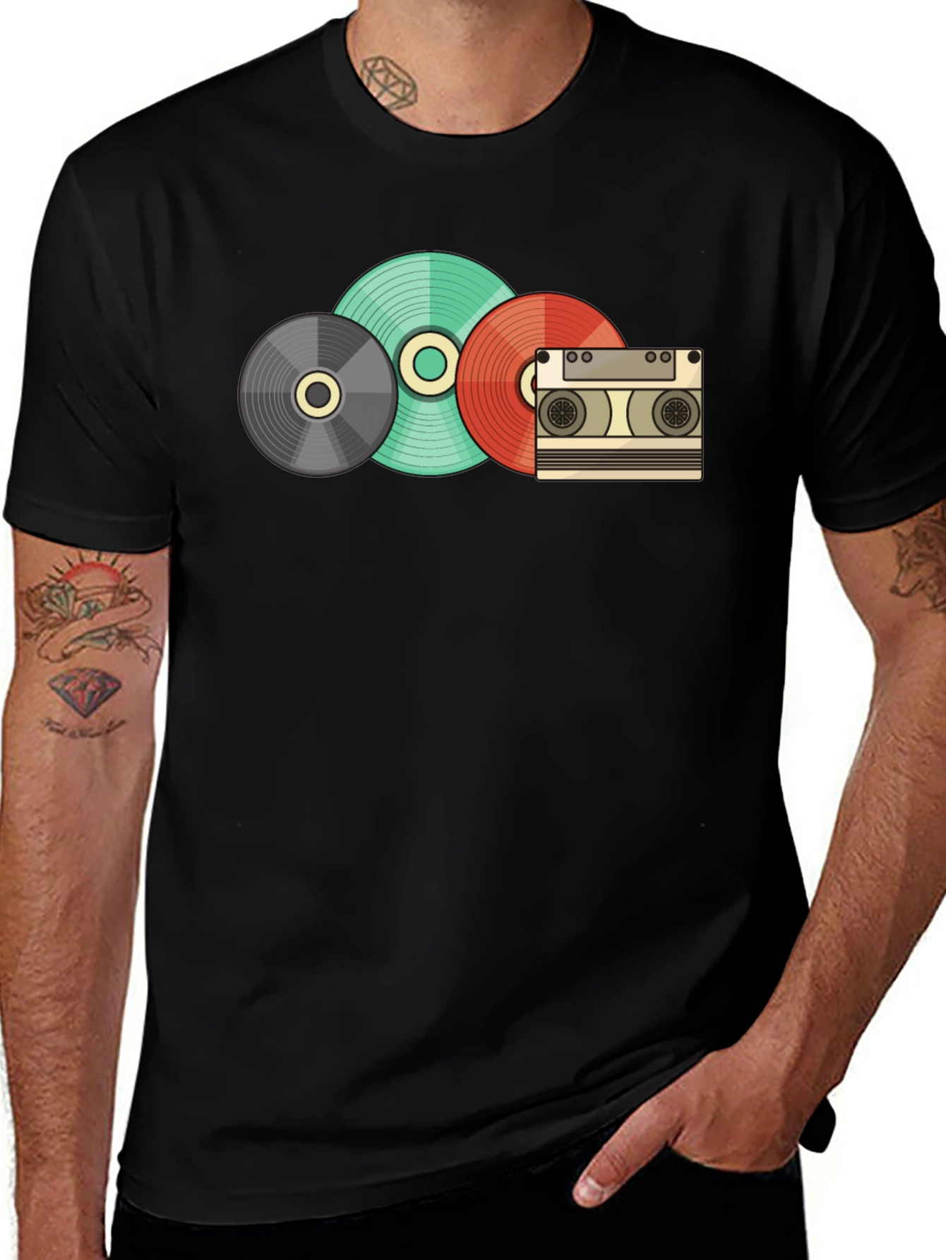 Variant 11 of Retro Music T-Shirt - Vinyl, Cassette Design