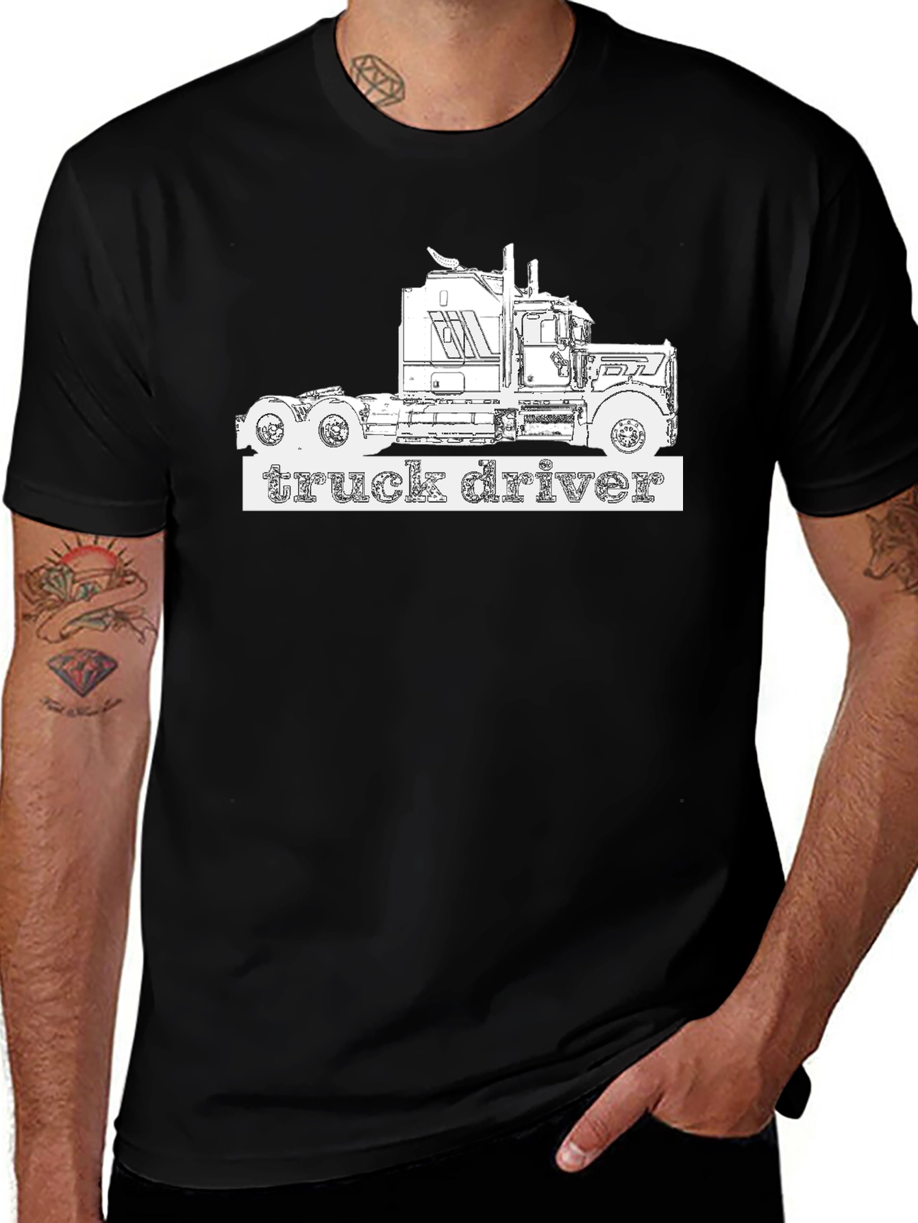 Variant 24 of Truck Driver T-Shirt - Black Graphic Tee