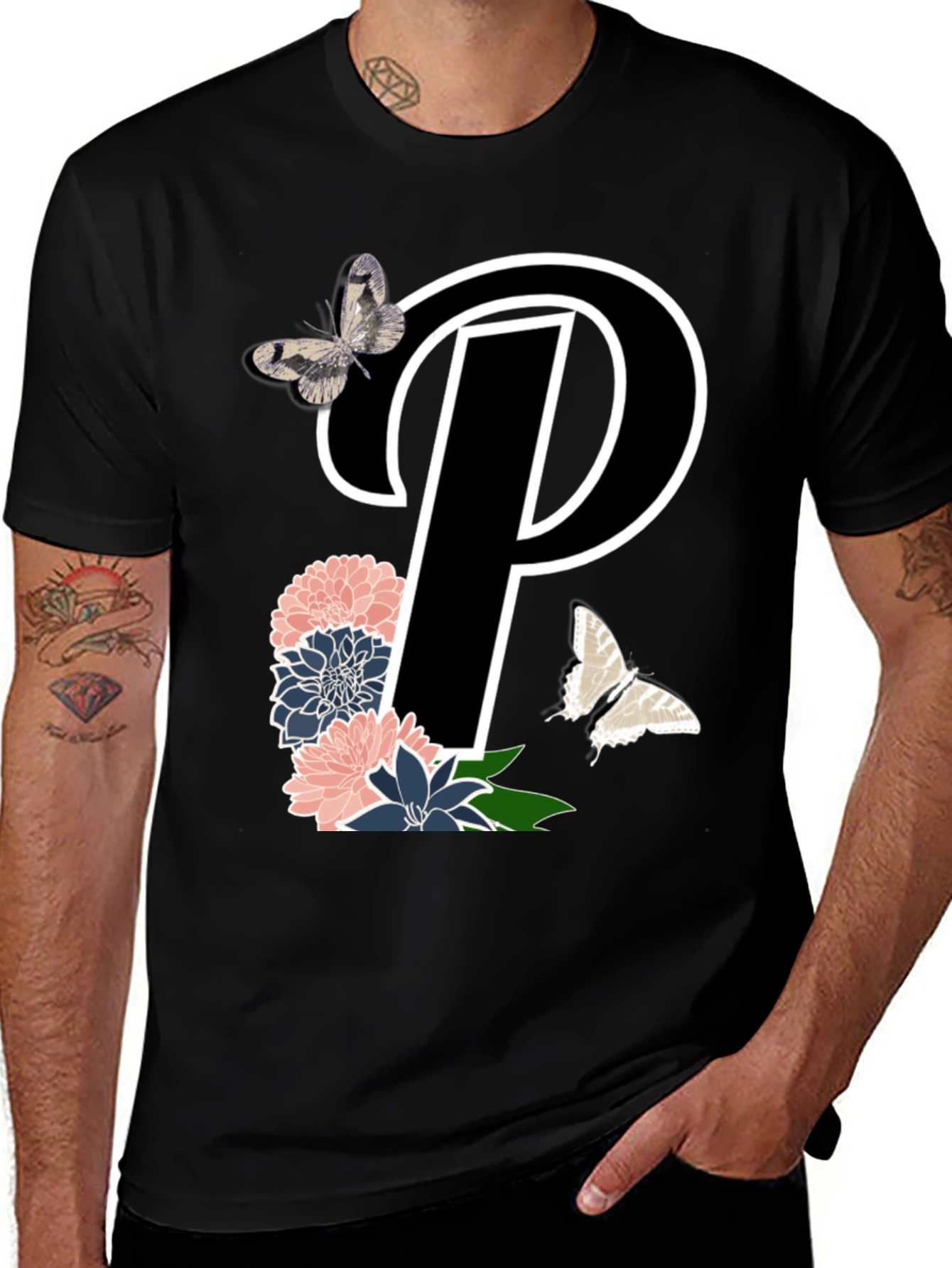 Variant 14 of Floral Initial P T-Shirt