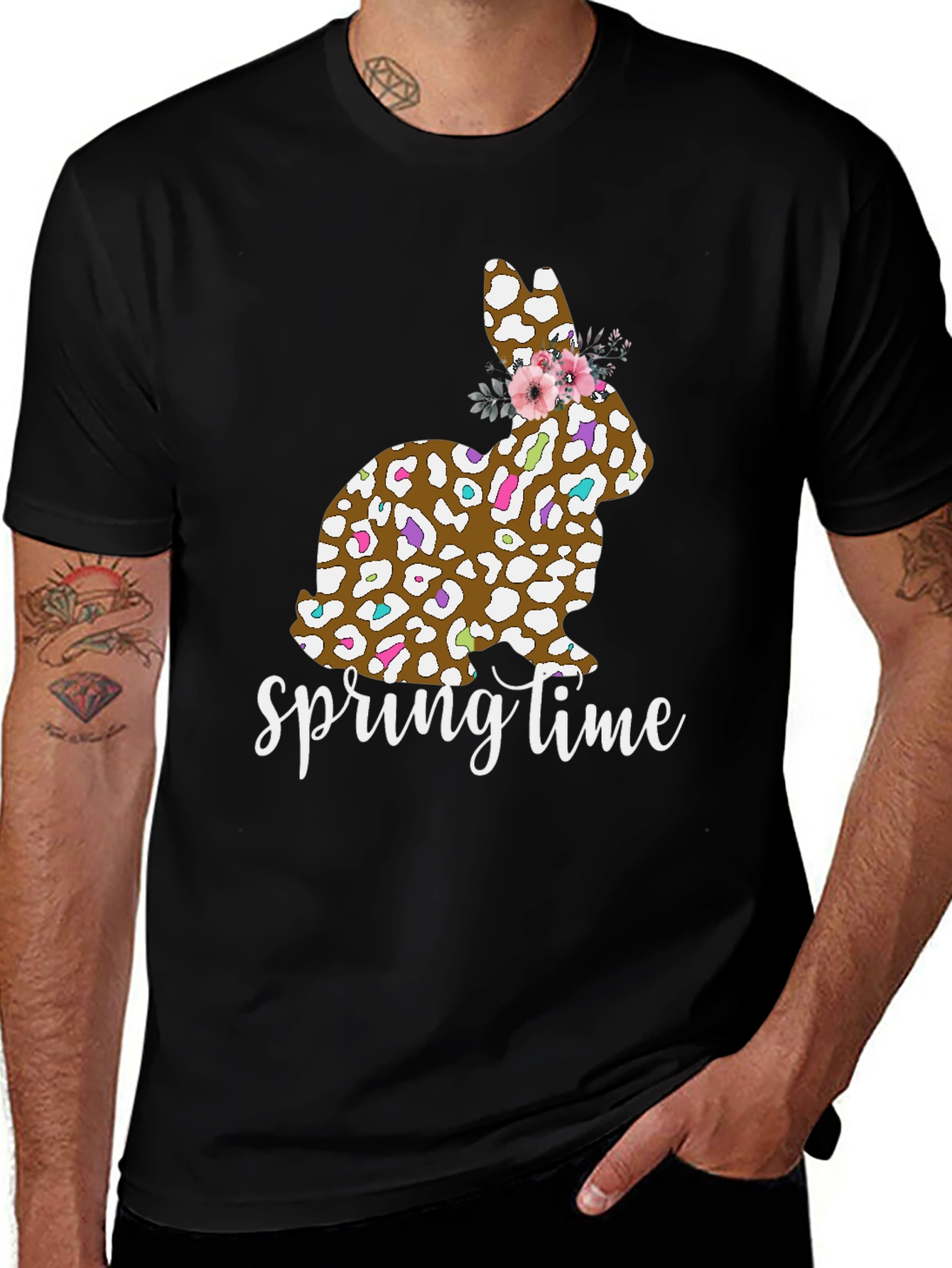 Variant 28 of Springtime Bunny T-Shirt - Cute Floral Easter Tee