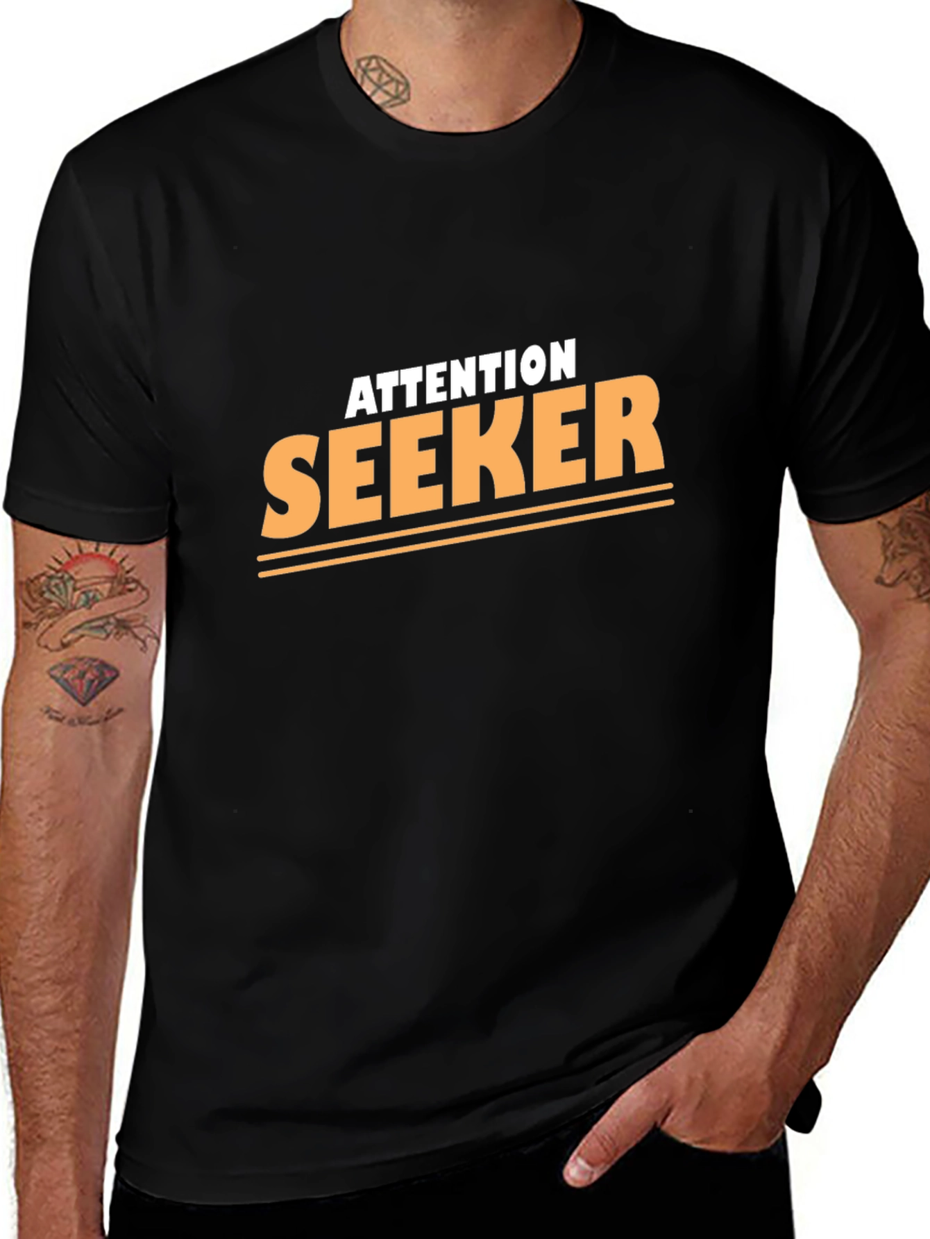 Variant 13 of Attention Seeker Graphic Tee - Black Short Sleeve T-Shirt