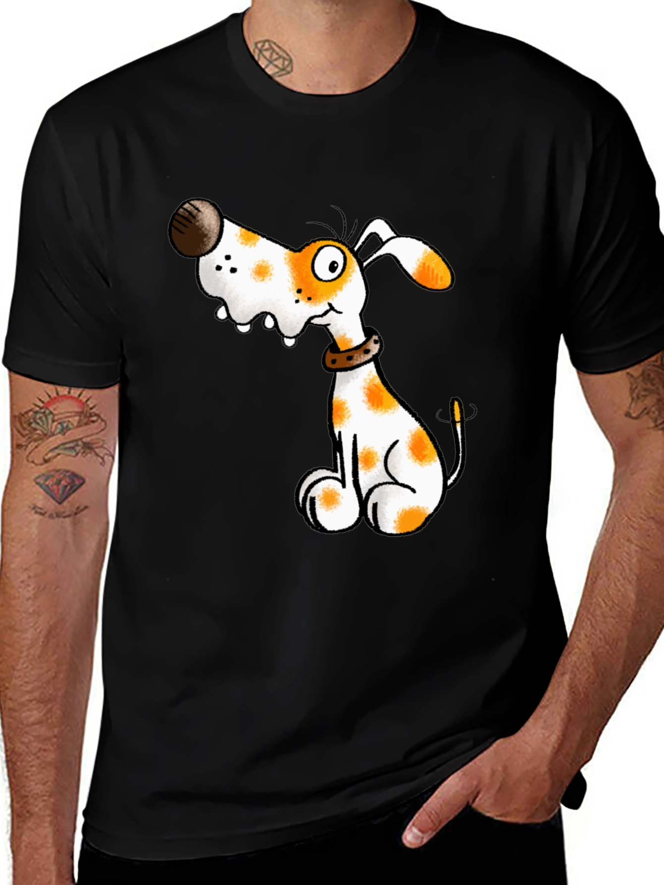 Dog Cartoon Graphic Tee - Black Unisex T-Shirt