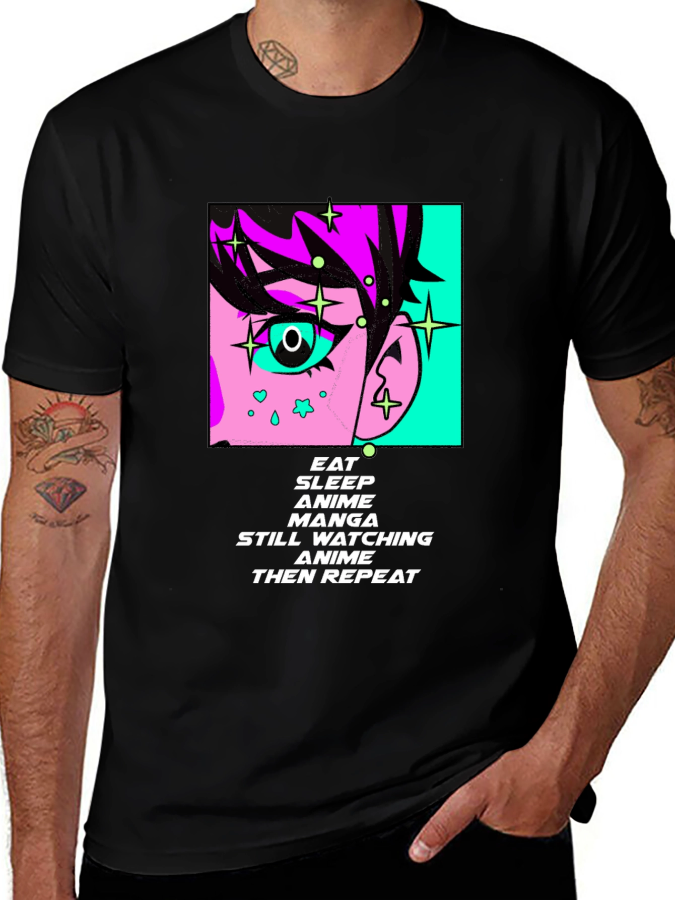 Variant 11 of Eat Sleep Anime Manga Repeat Black T-Shirt