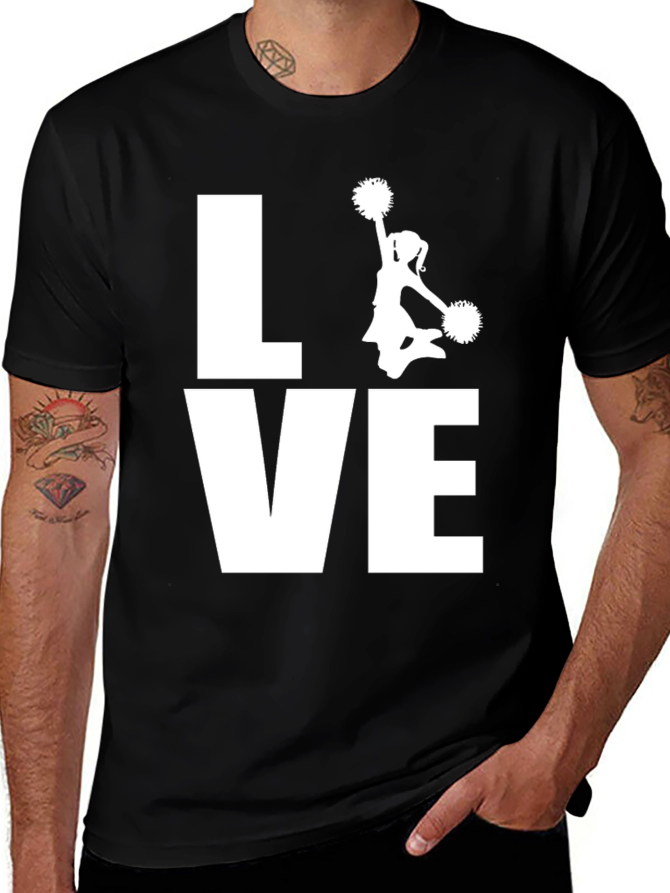 Variant 18 of Love Cheerleading T-Shirt - Black Cotton Graphic Tee