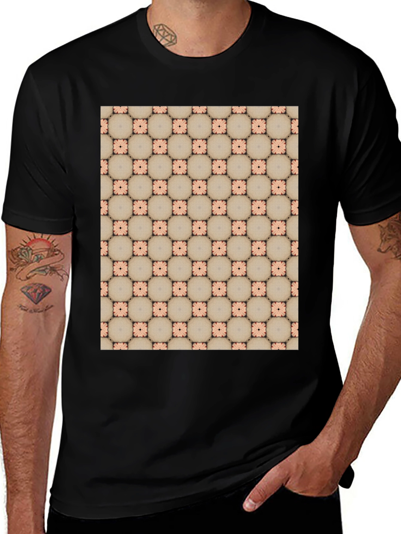 Patterned Black T-Shirt