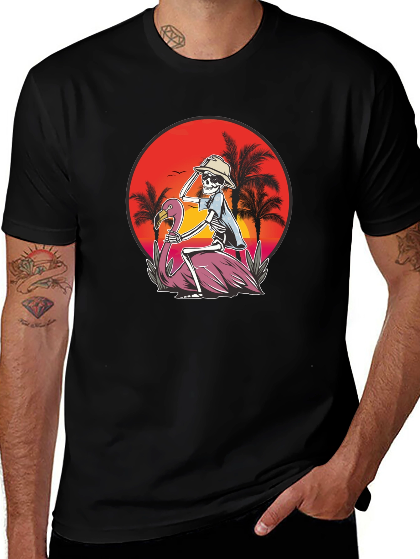 Variant 4 of Flamingo Ride T-Shirt - Skeleton in Paradise