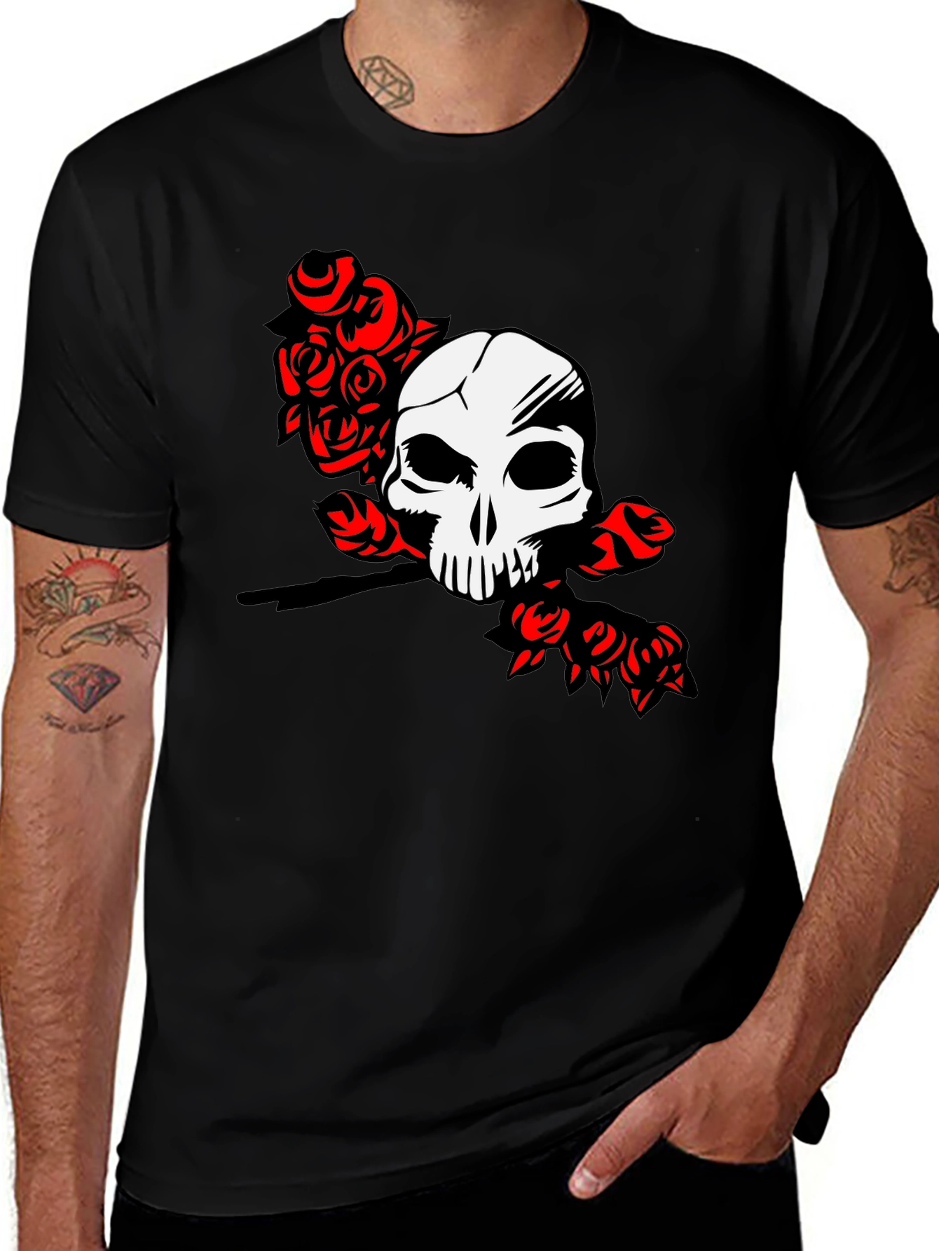 Variant 8 of Skull and Roses Graphic Tee