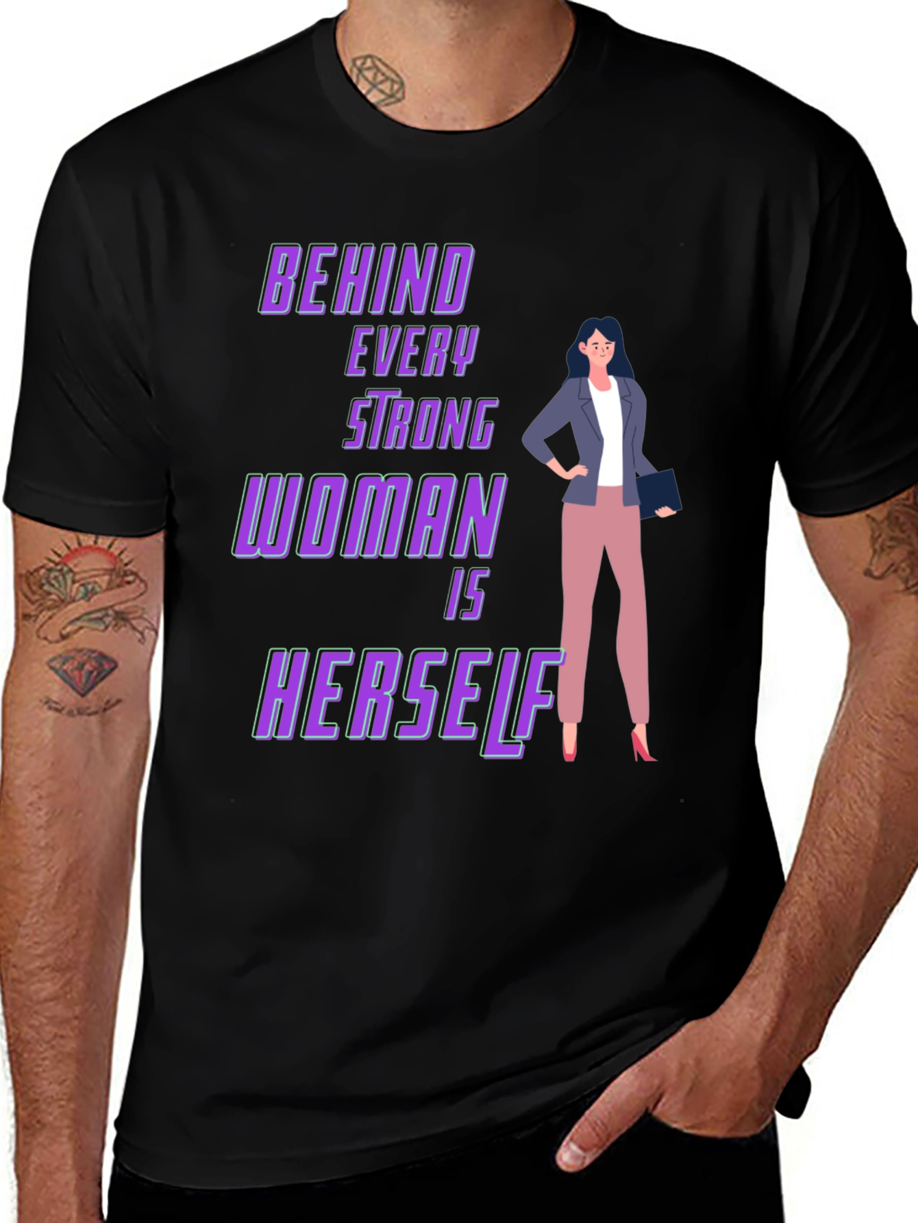 Variant 13 of Strong Woman Graphic Tee - Empowering Design