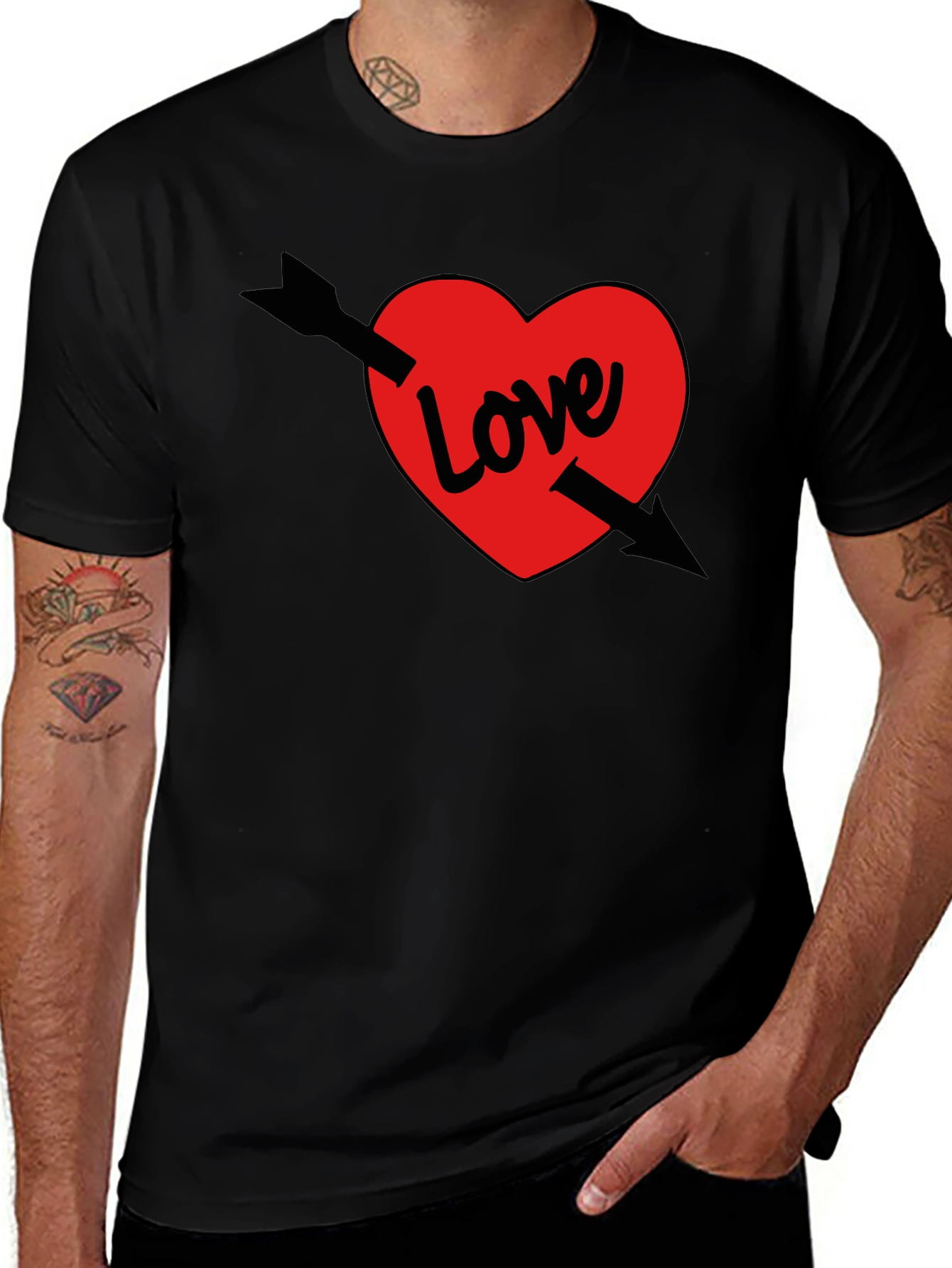 Variant 22 of Love Arrow T-Shirt - Black Valentine's Day Tee