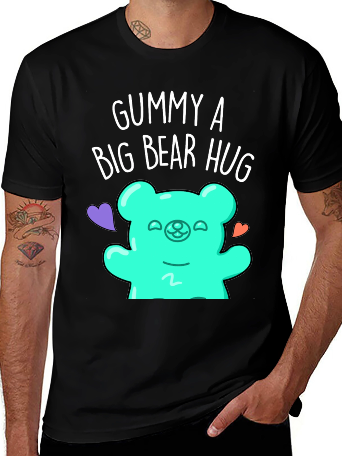 Variant 17 of Gummy Bear Hug Graphic Tee - Soft Cotton Blend