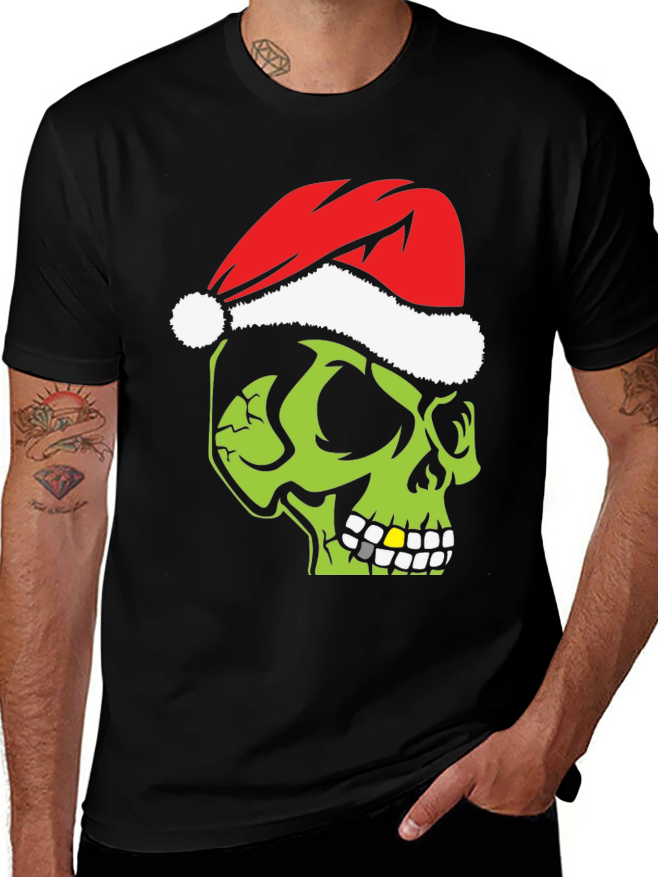 Grinch Skull Christmas T-Shirt - Holiday Humor