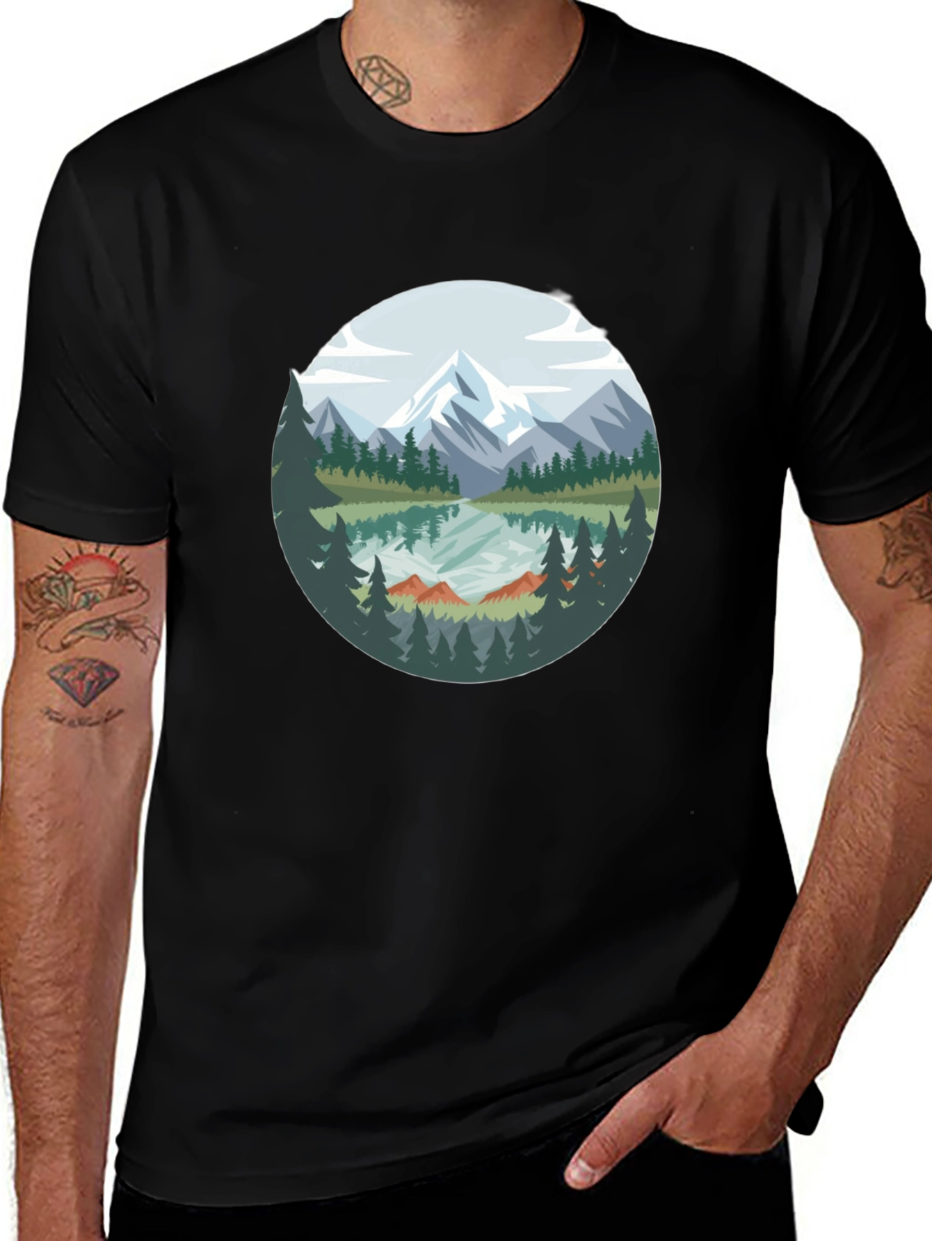 Variant 17 of Mountain Lake Graphic Tee - Black