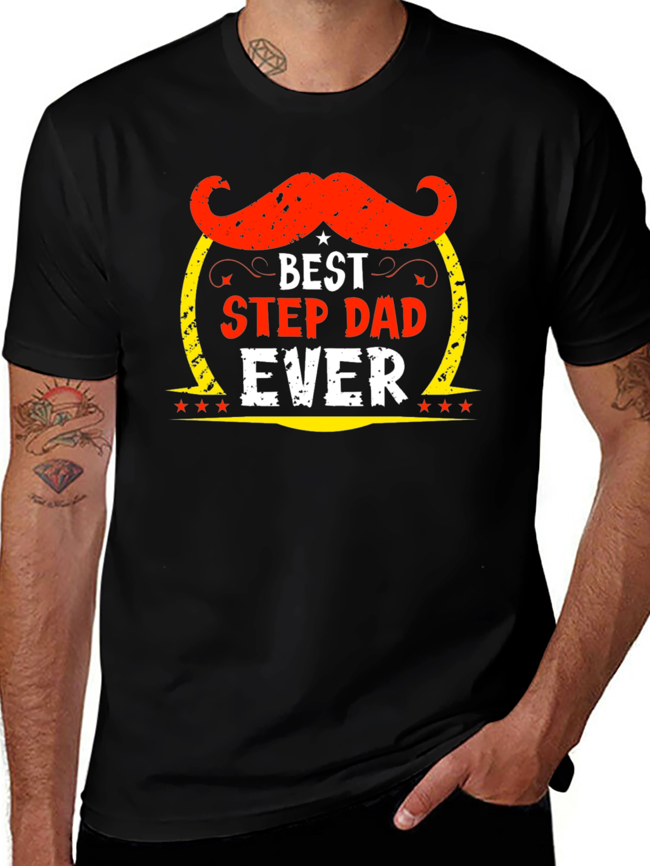 Variant 26 of Best Step Dad Ever T-Shirt - Moustache Design