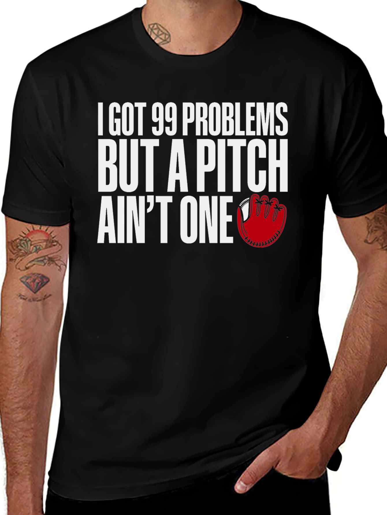 Variant 28 of 99 Problems Pitch Ain't One Baseball T-Shirt