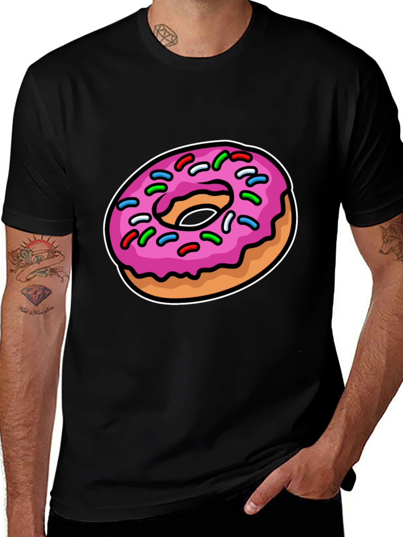 Variant 19 of Donut Graphic Black T-Shirt