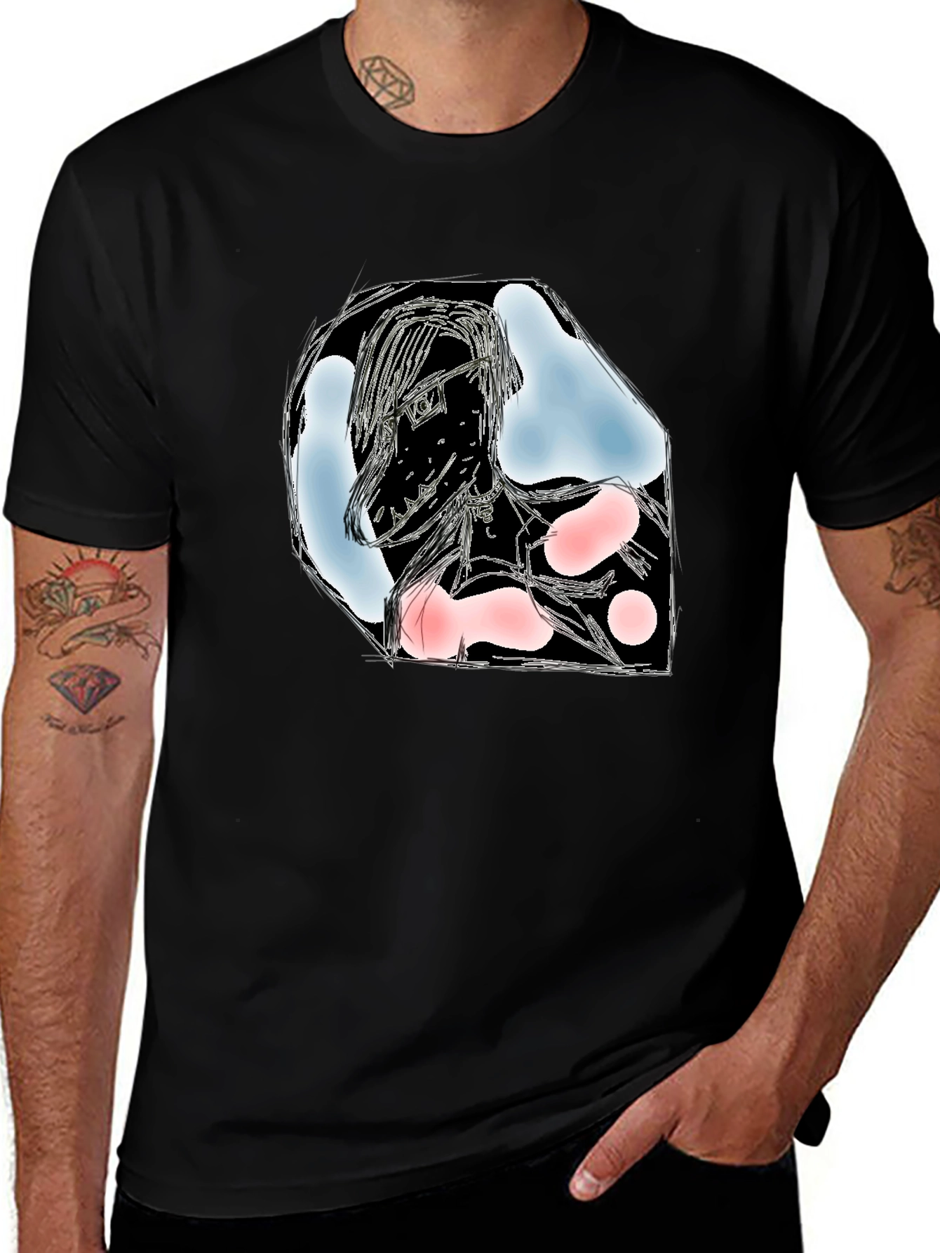 Variant 10 of Abstract Sketch Graphic Black T-Shirt
