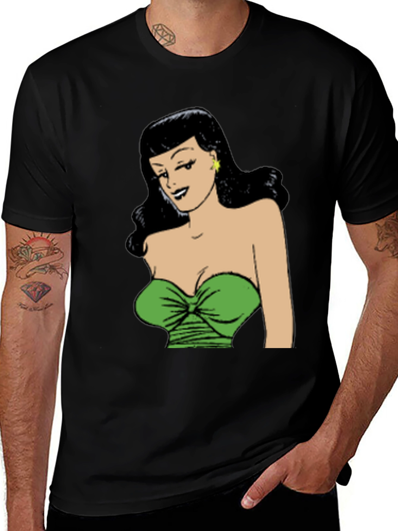 Variant 19 of Retro Comic Pin-Up Black T-Shirt