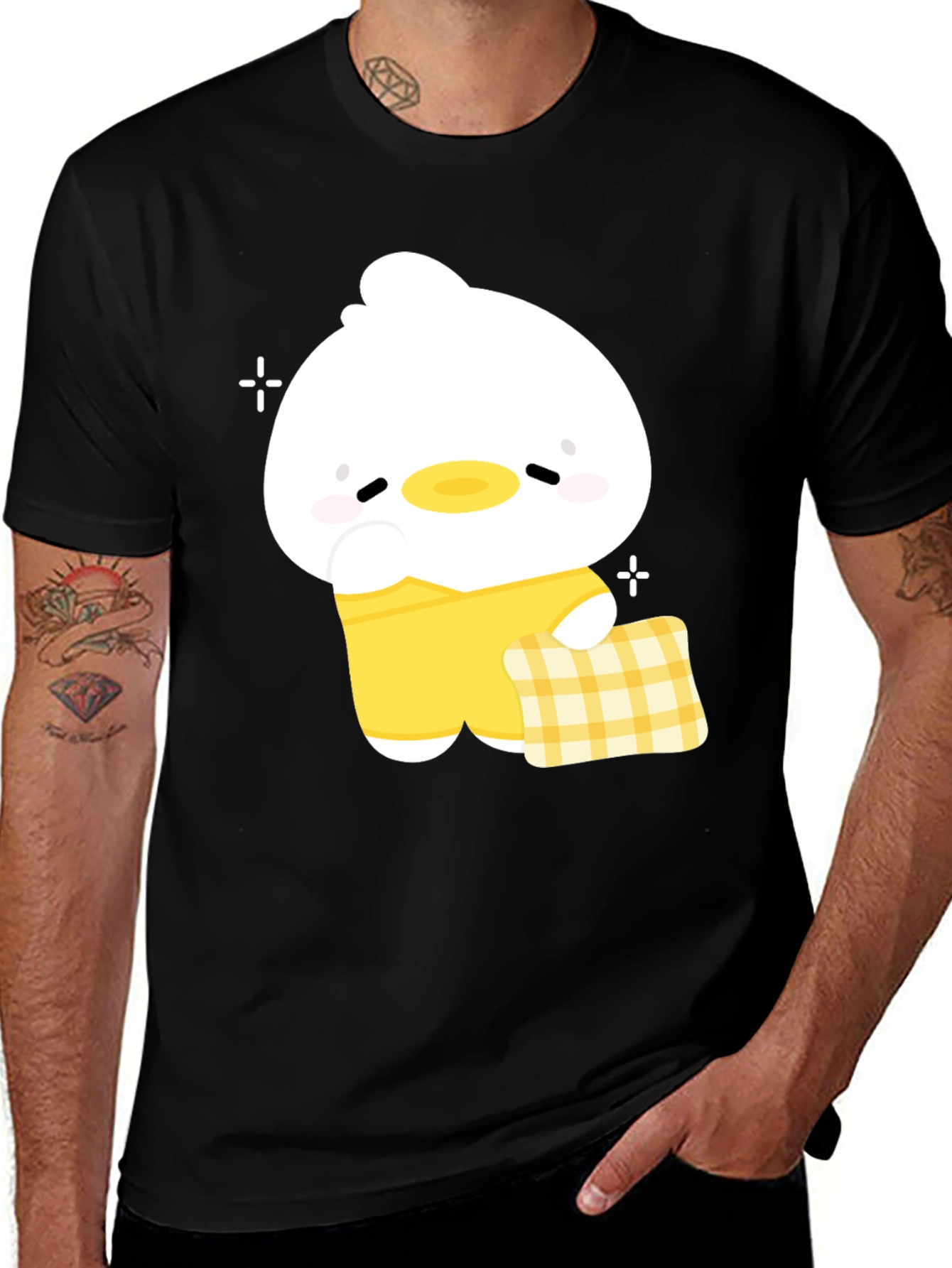 Variant 7 of Cute Duck Cartoon Black T-Shirt