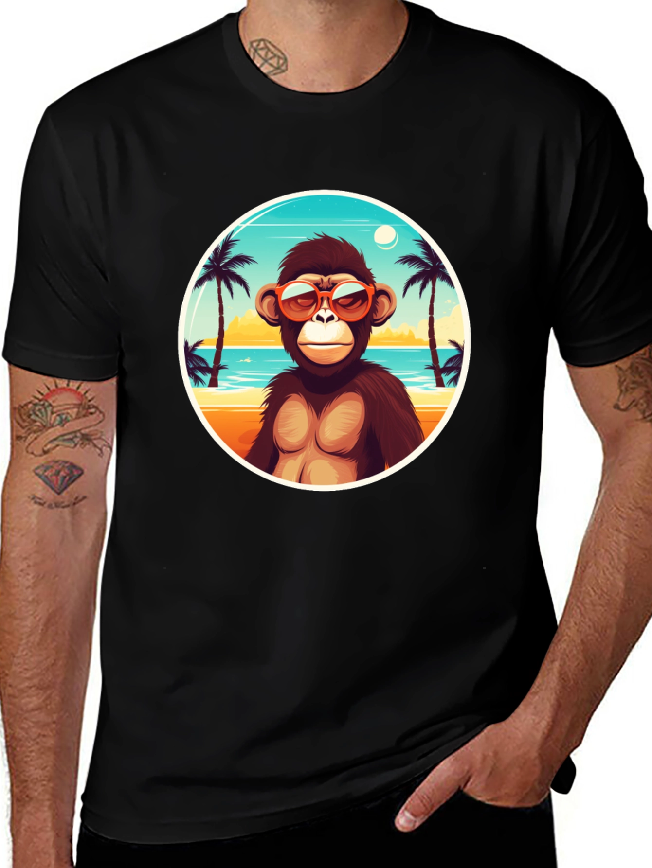 Variant 7 of Cool Monkey Beach T-Shirt - Tropical Vibes