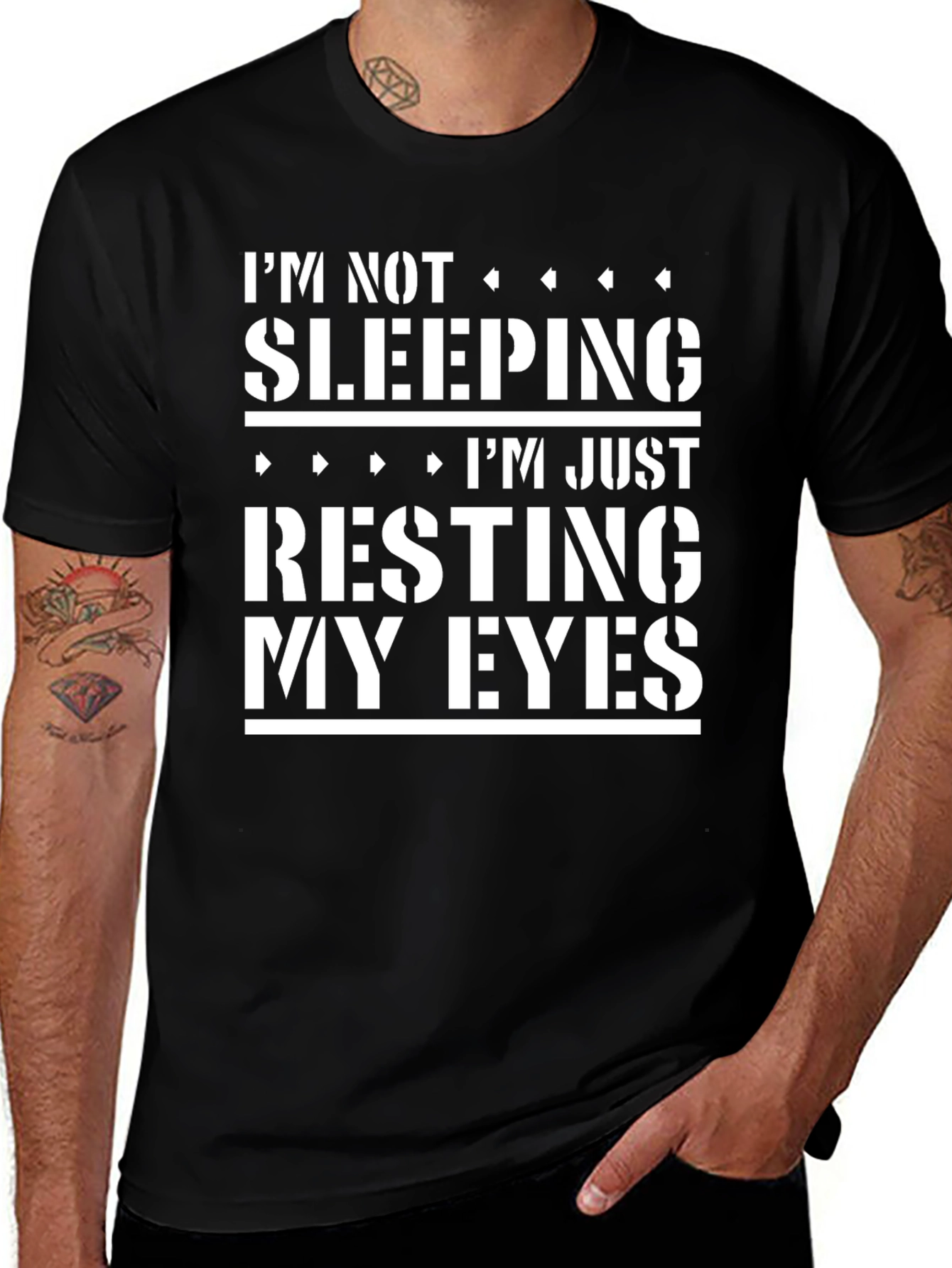 Variant 12 of I'm Not Sleeping Resting Eyes Black Graphic Tee