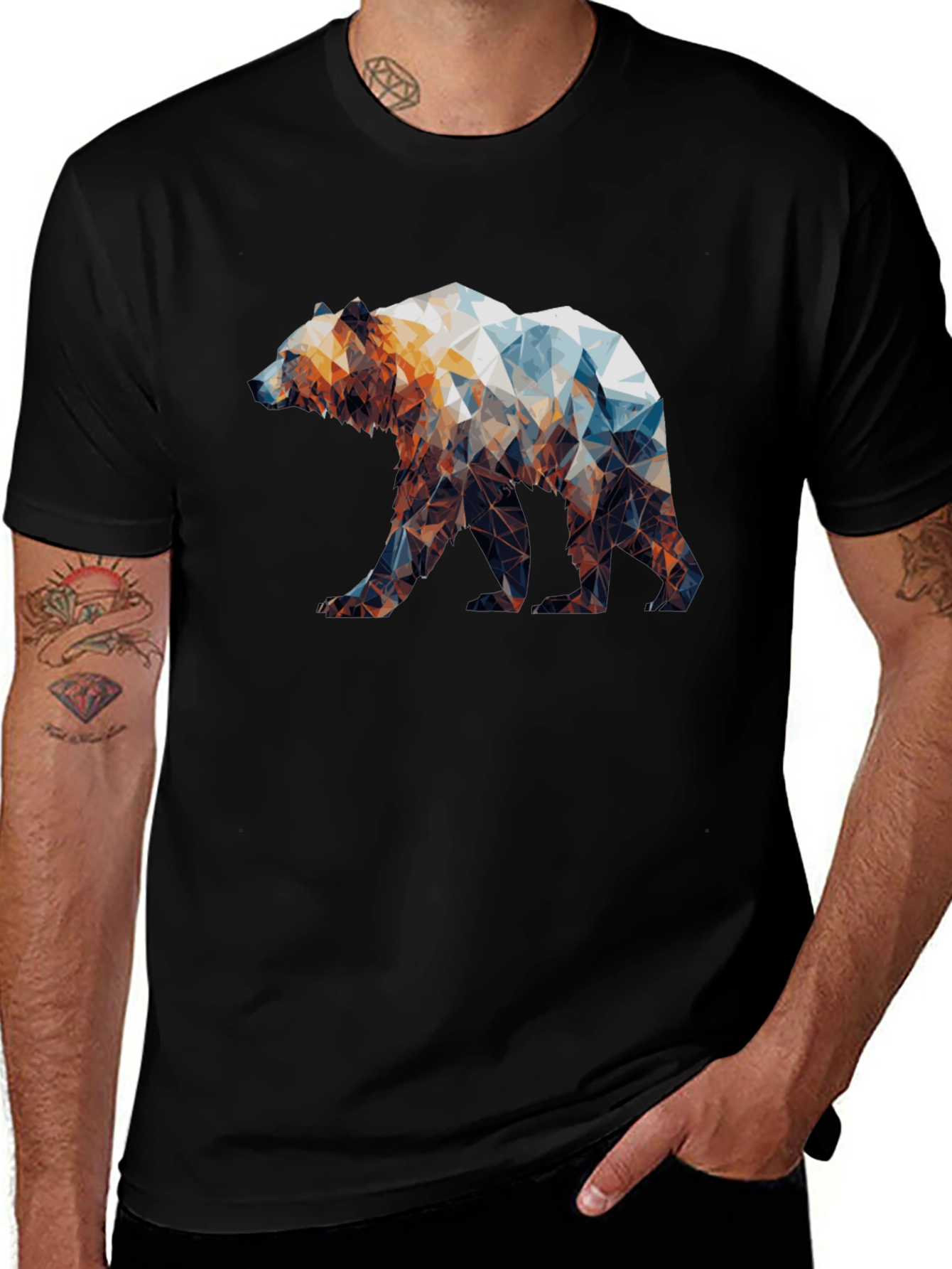 Variant 26 of Geometric Bear Graphic T-Shirt - Modern Style