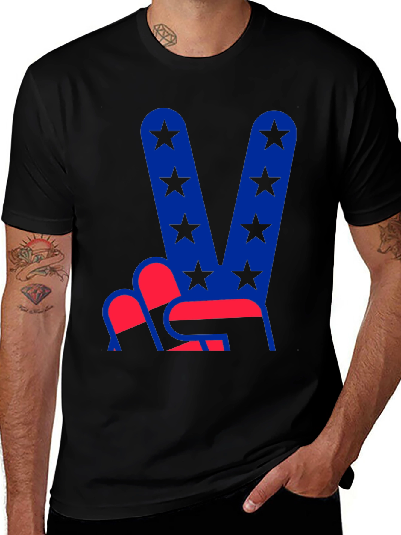 Variant 9 of Peace Sign American Flag Graphic T-Shirt