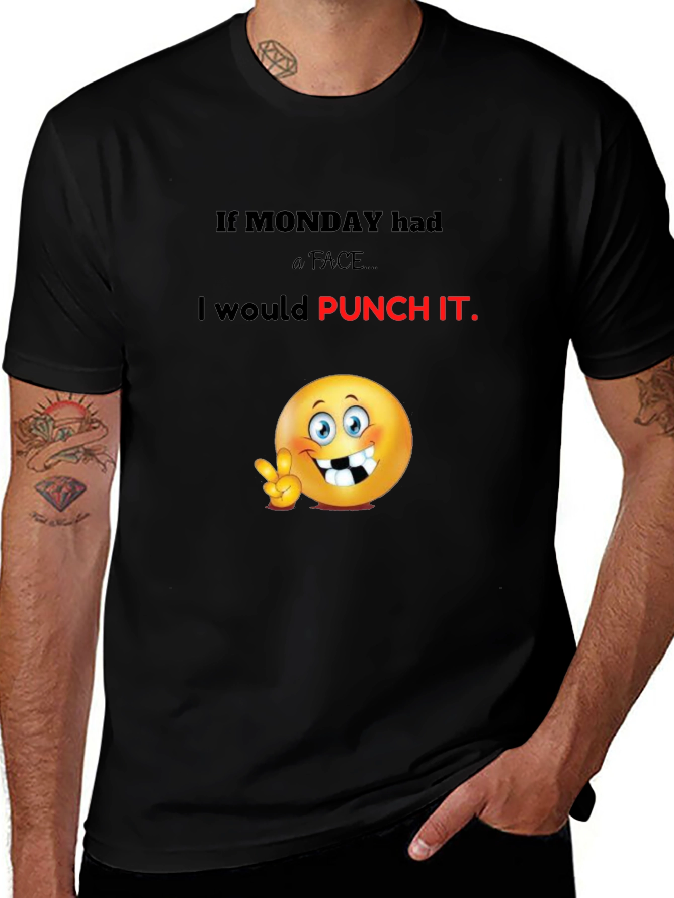 Black Monday Face Punch Graphic Tee - Black main image