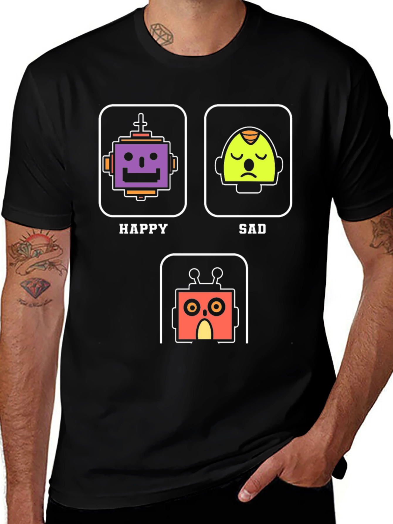 Variant 14 of Robot Mood T-Shirt - Happy, Sad, Scared Graphic Tee