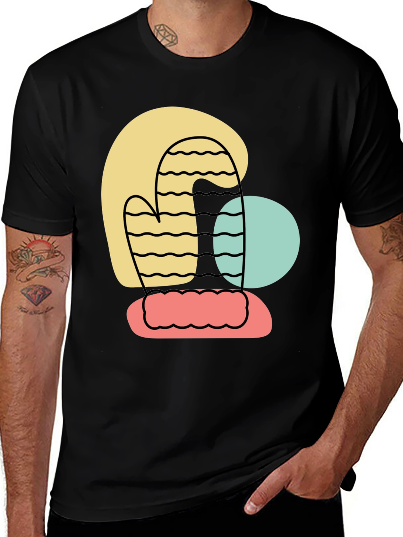 Variant 9 of Abstract Graphic Print Black T-Shirt