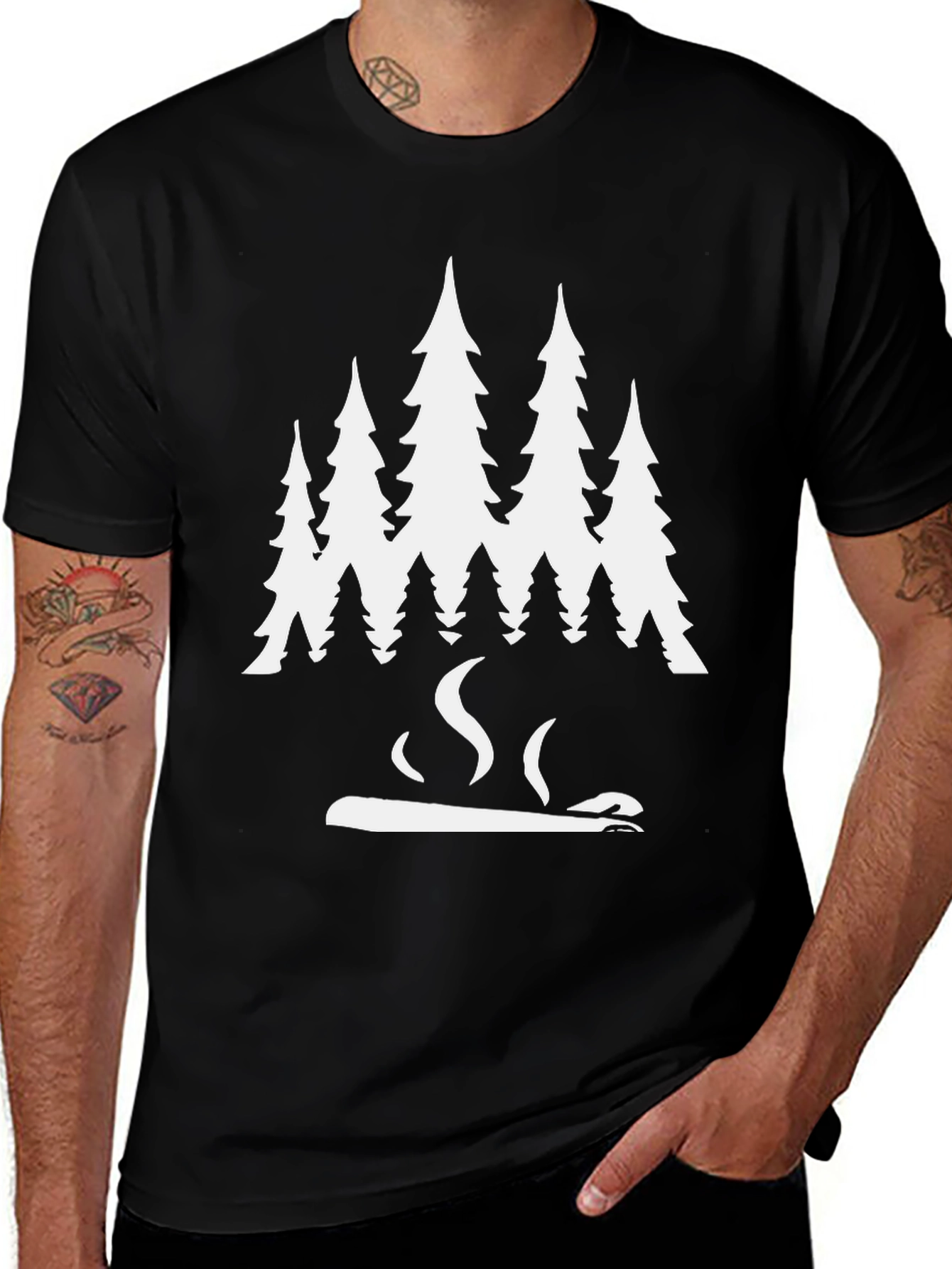 Variant 19 of Forest Chill Tee - Nature Lover's Black T-Shirt