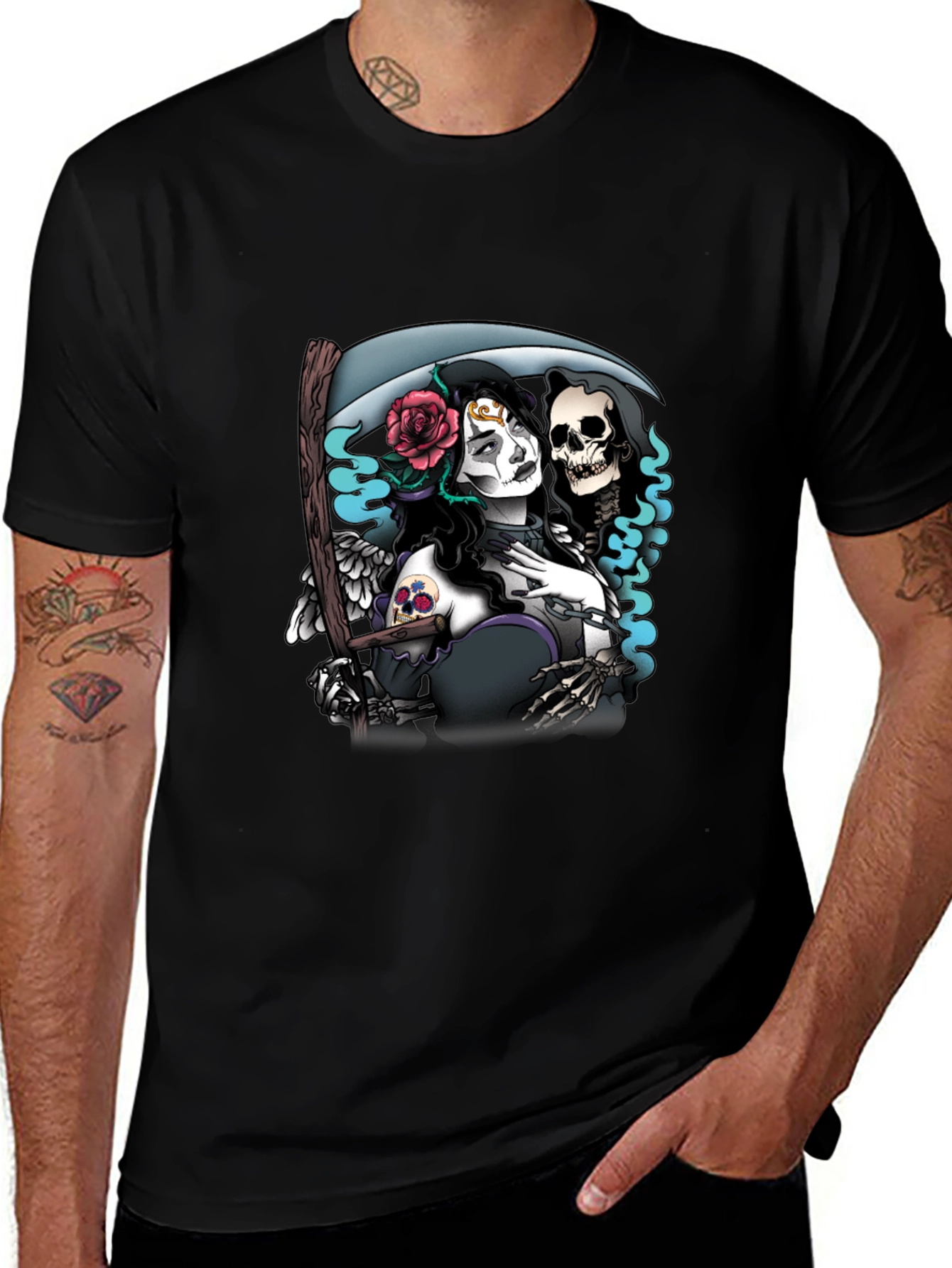 Variant 20 of Grim Reaper Graphic Tee - Edgy Skull Design
