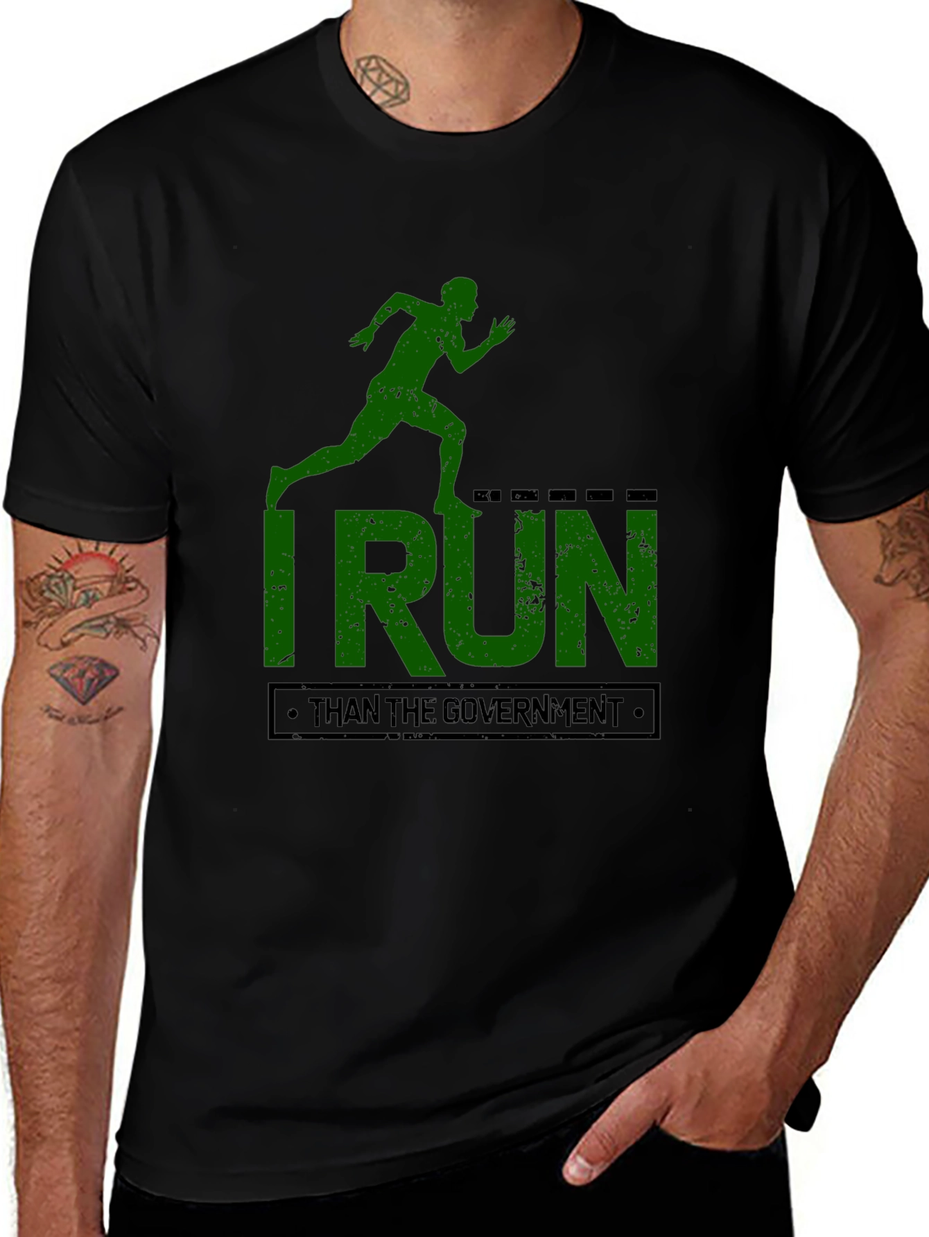 Black I Run Faster Than The Government T-Shirt main image
