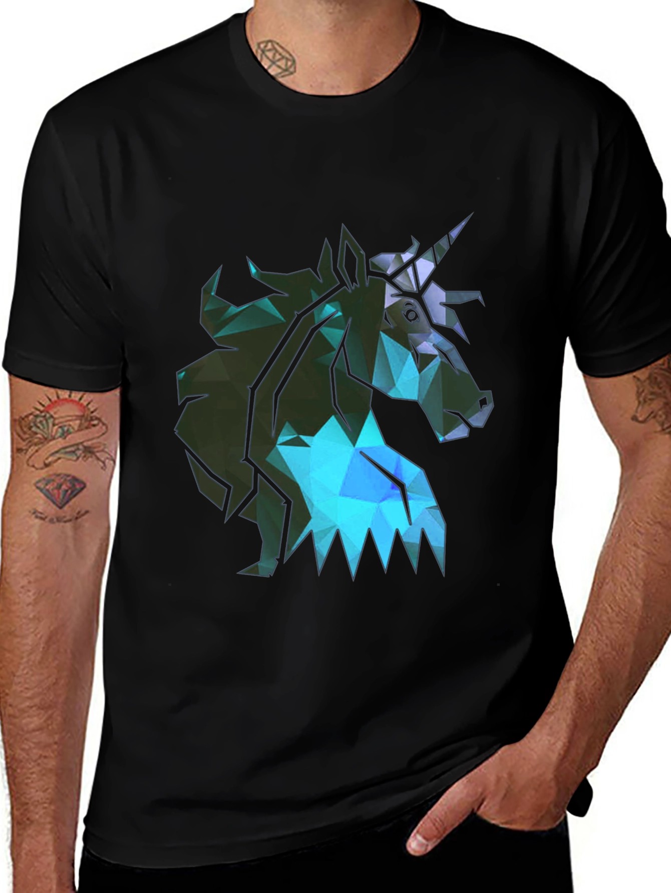Variant 16 of Geometric Unicorn Men's Black T-Shirt