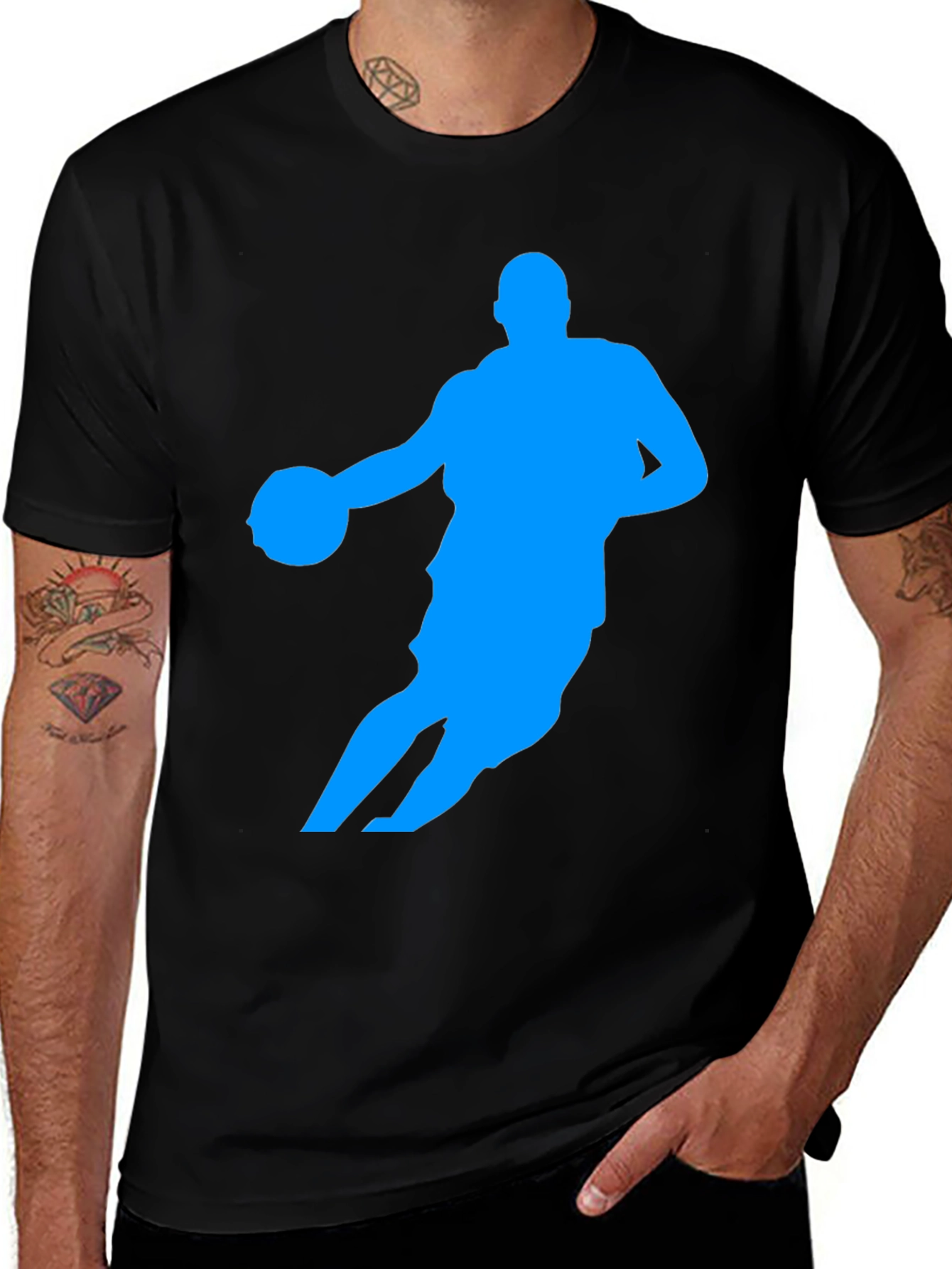 Variant 18 of Basketball Player Silhouette Graphic Tee - Black