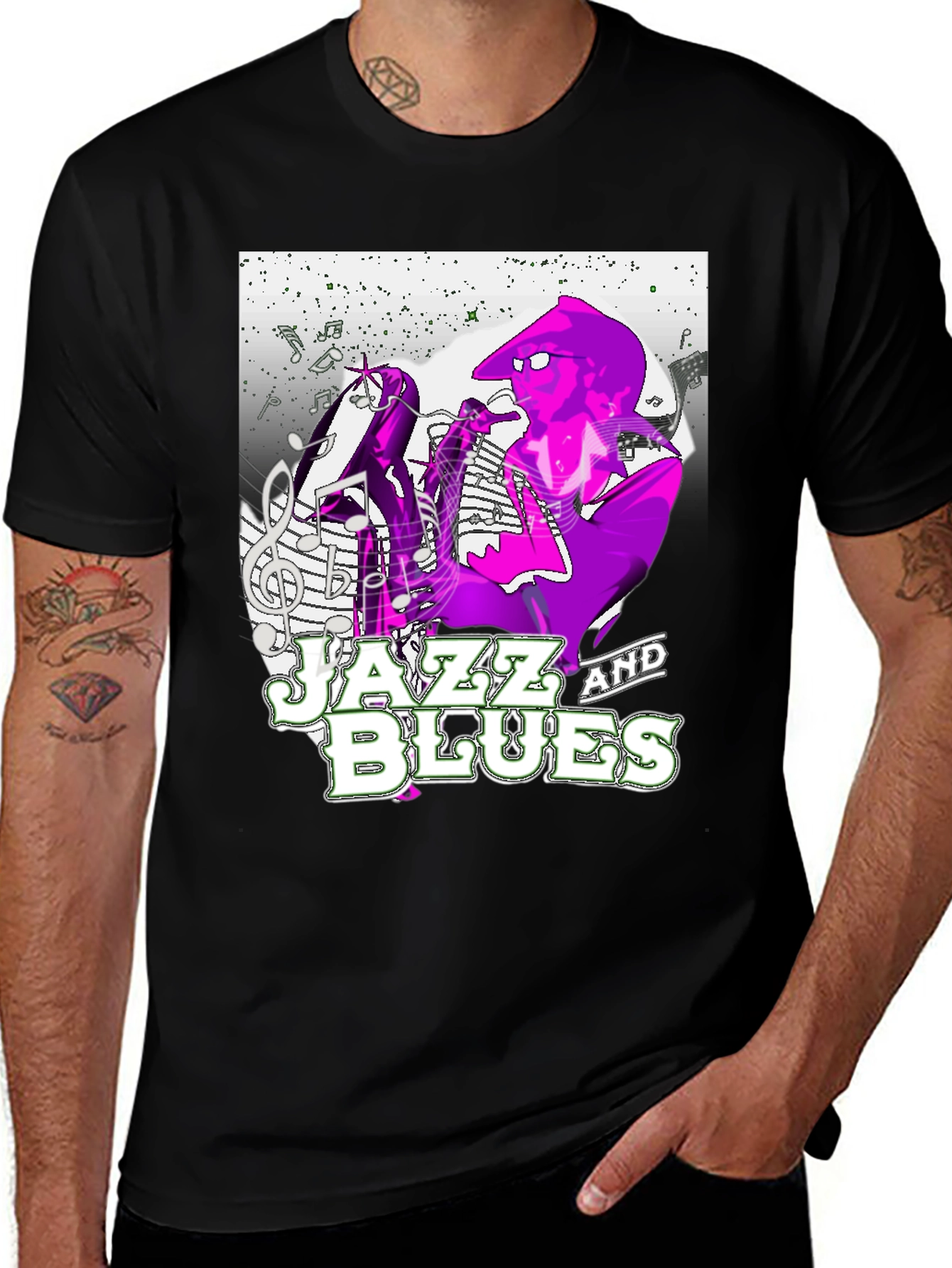 Variant 15 of Jazz and Blues Graphic Print Black T-Shirt