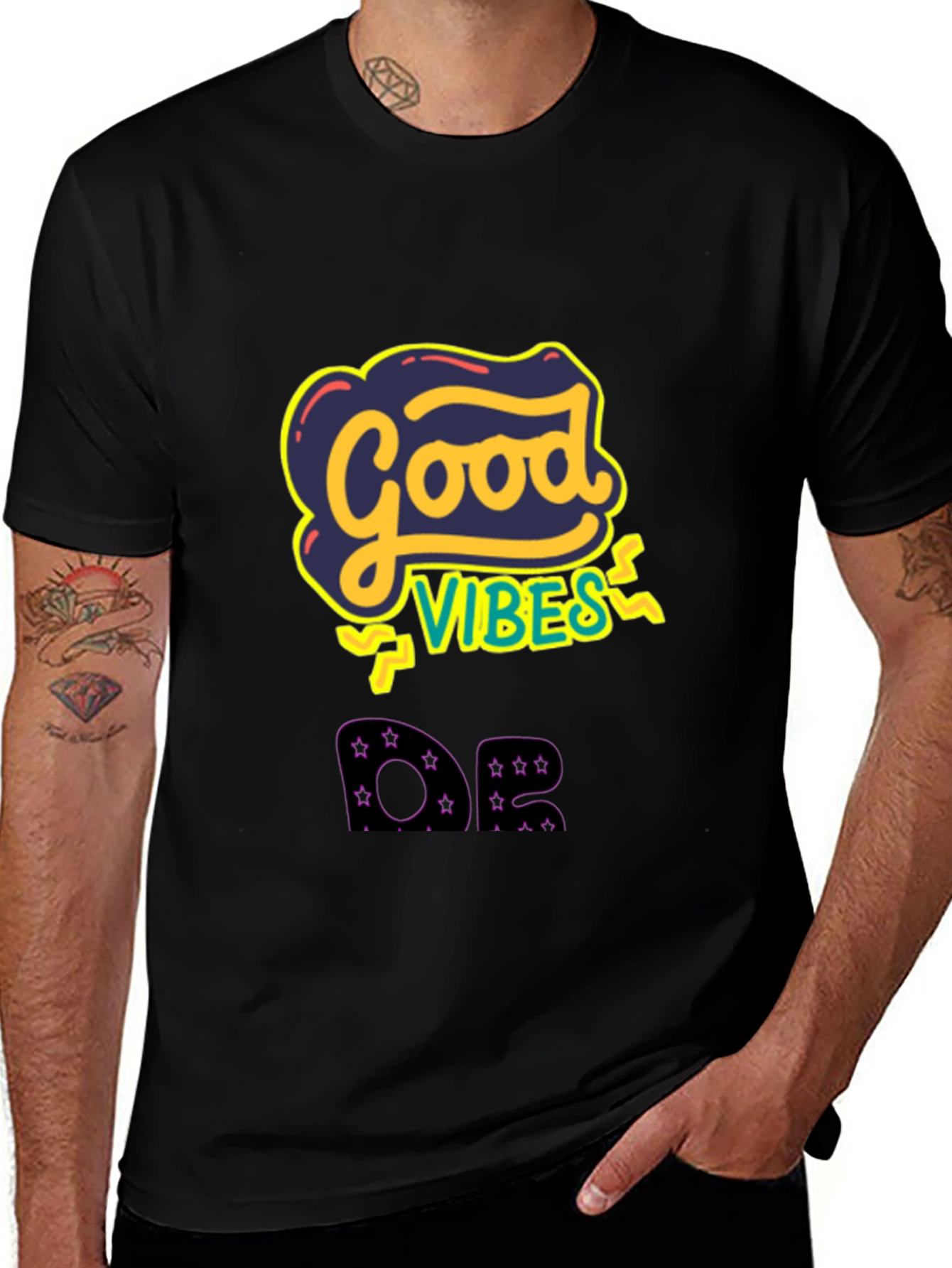 Variant 7 of Good Vibes Graphic Tee - Men's Black T-Shirt