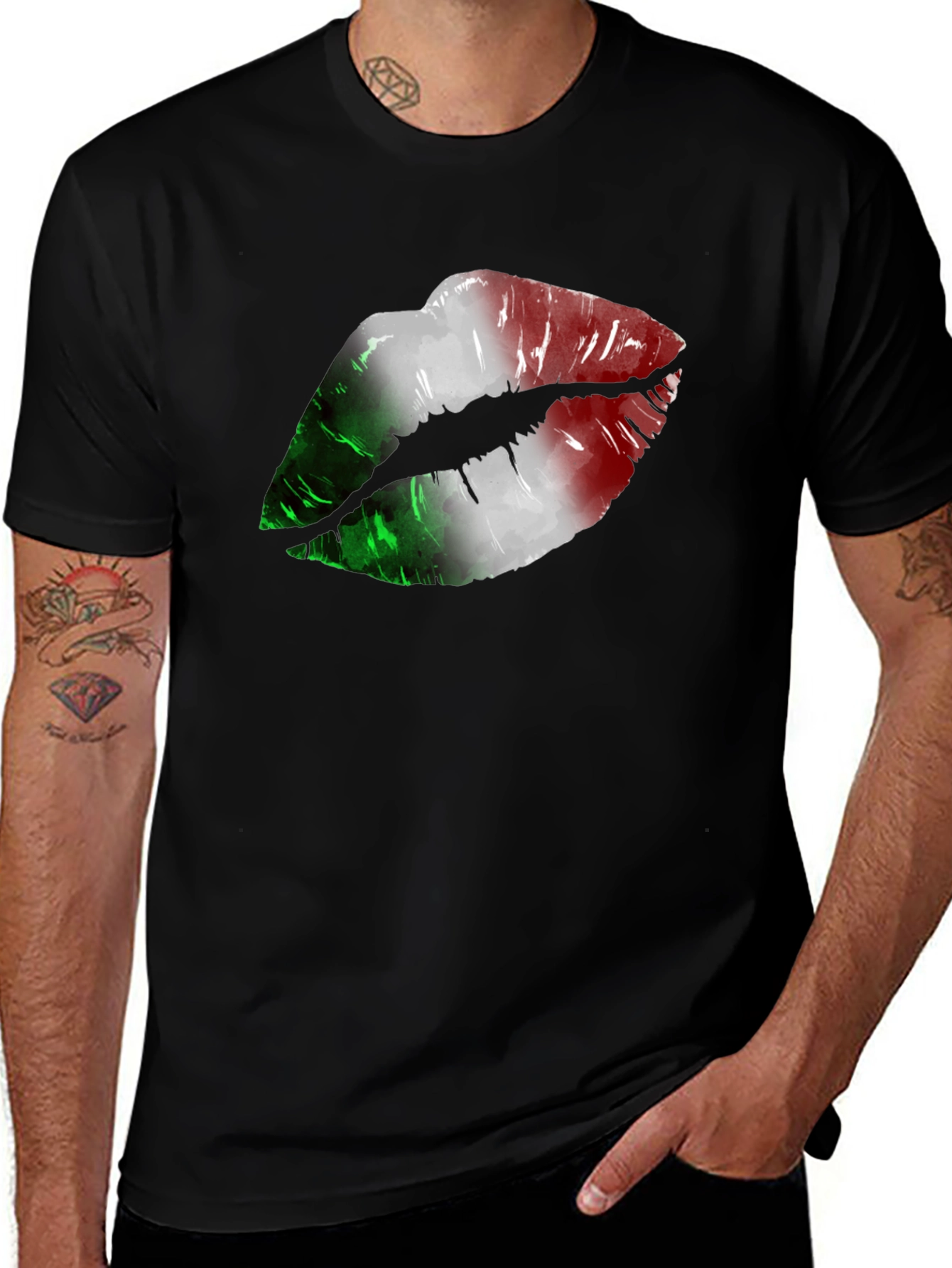Variant 29 of Italian Flag Lips Graphic T-Shirt