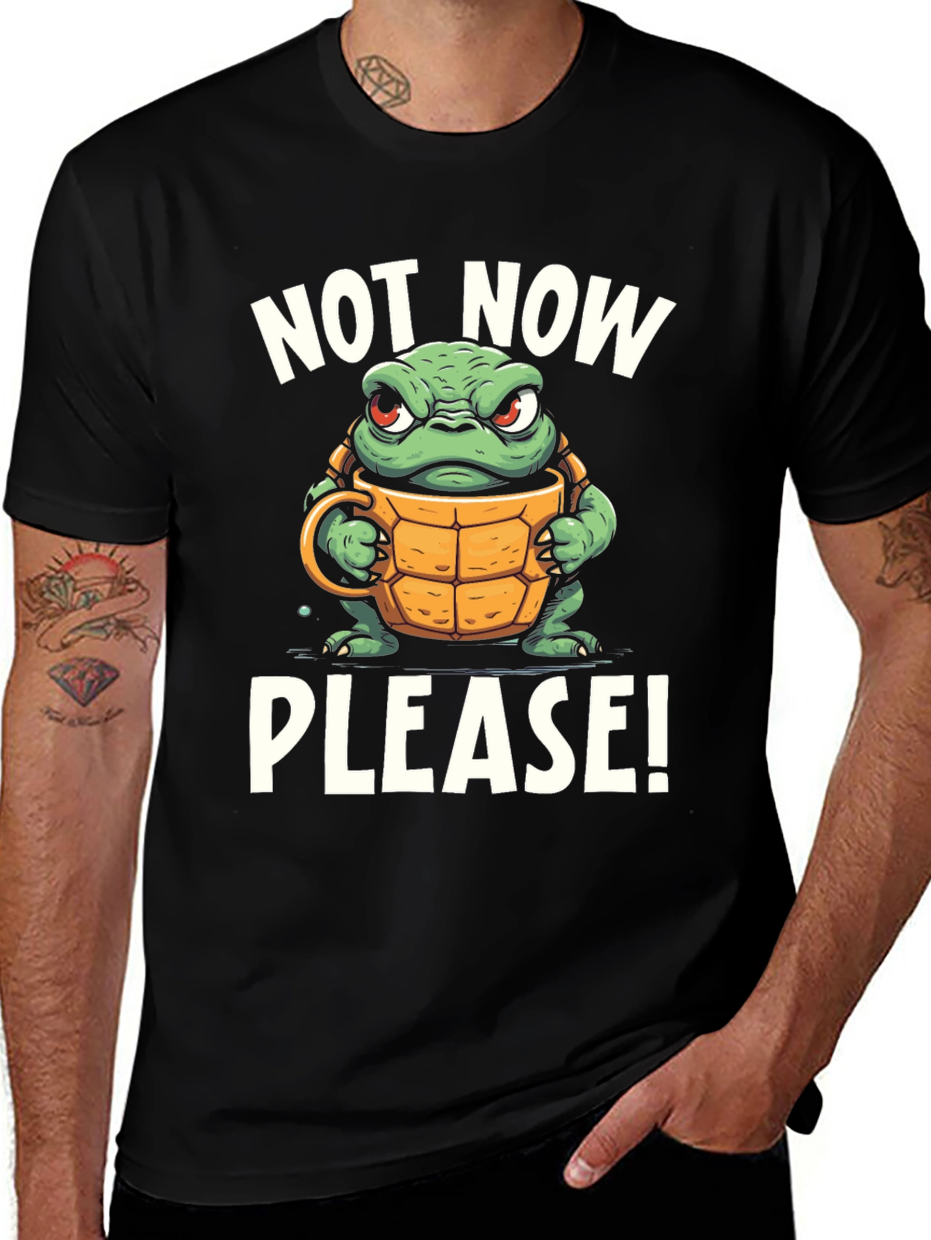 Variant 2 of Not Now Please T-Shirt Turtle Coffee