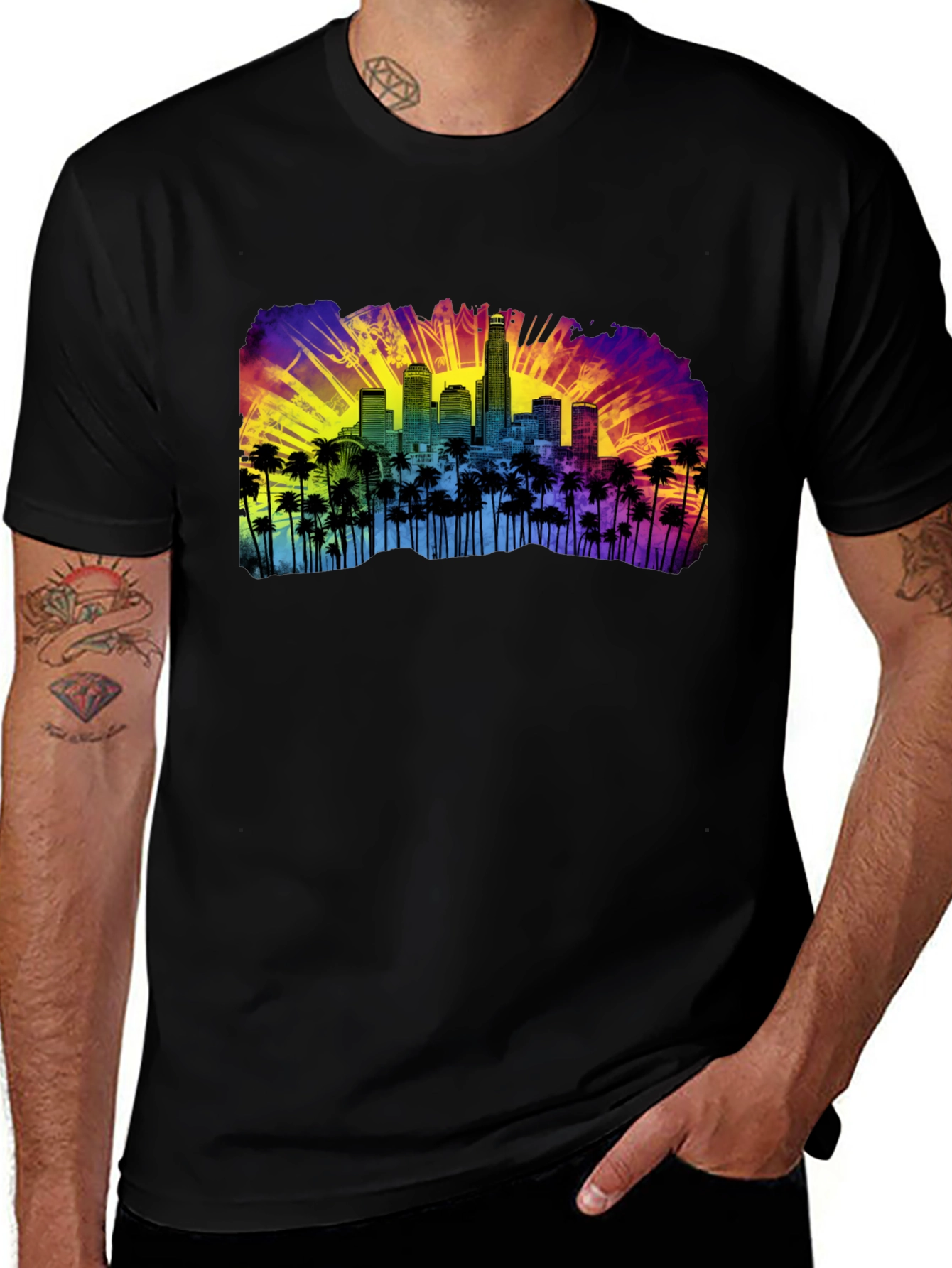 Variant 16 of Cityscape Palm Tree Graphic Tee