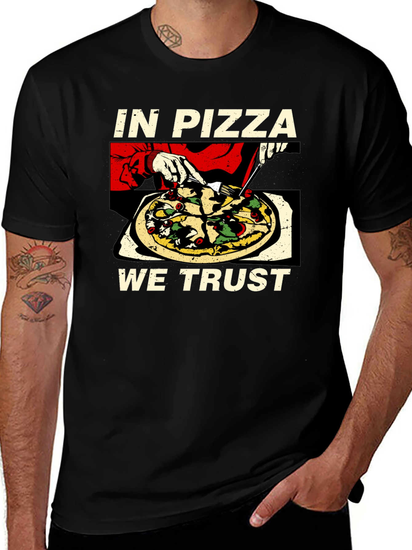 Variant 15 of In Pizza We Trust Novelty T-Shirt