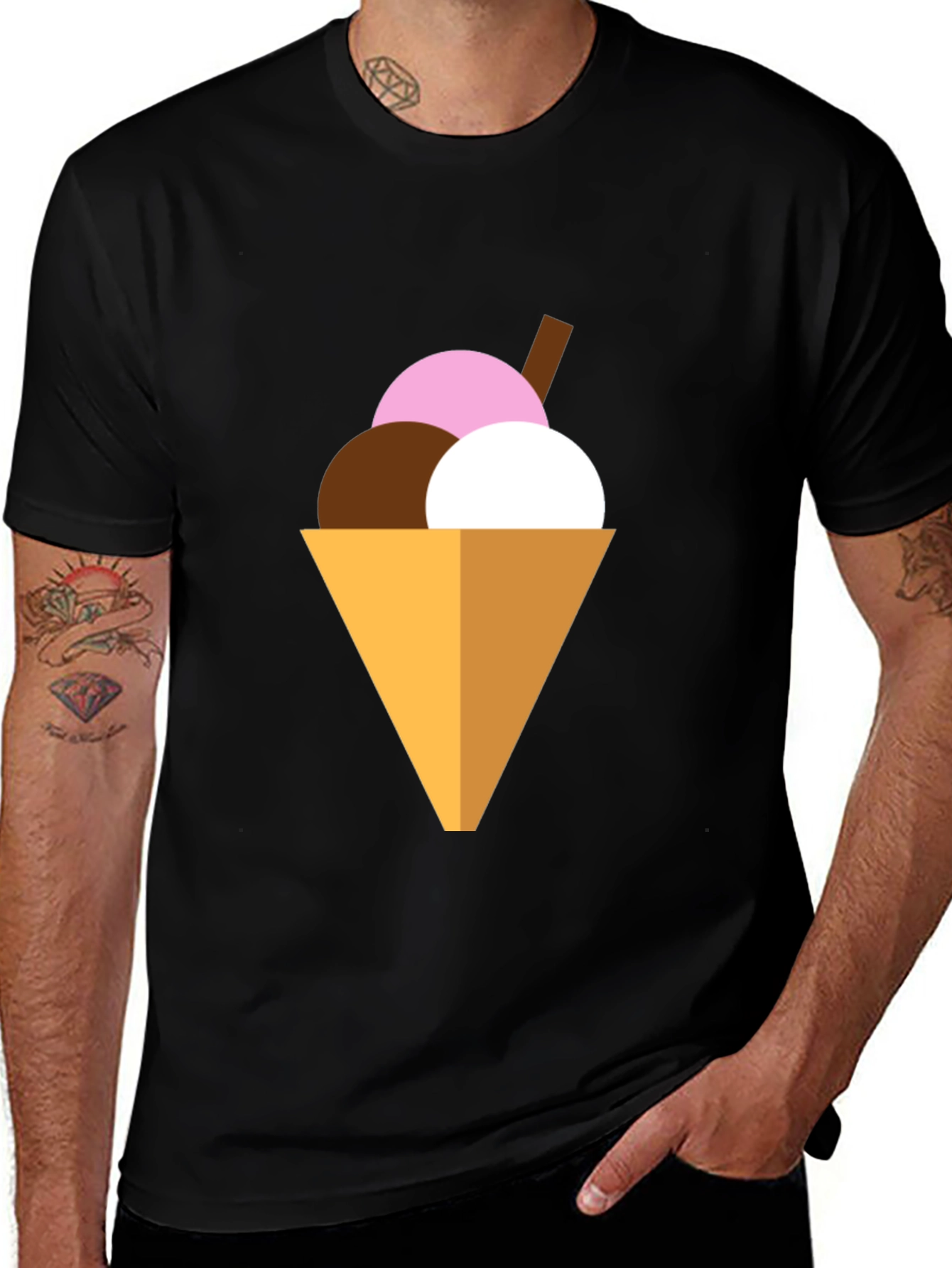 Variant 14 of Ice Cream Cone Graphic Tee - Black
