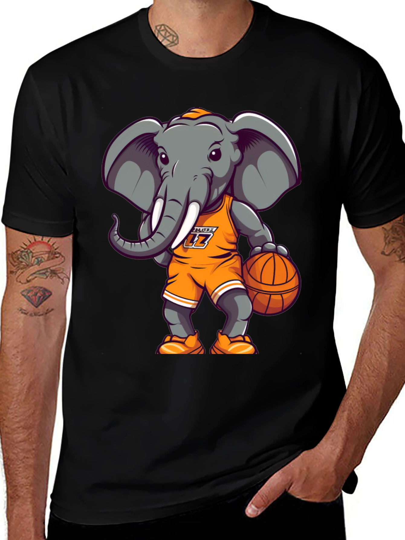 Variant 21 of Cartoon Elephant Basketball T-Shirt