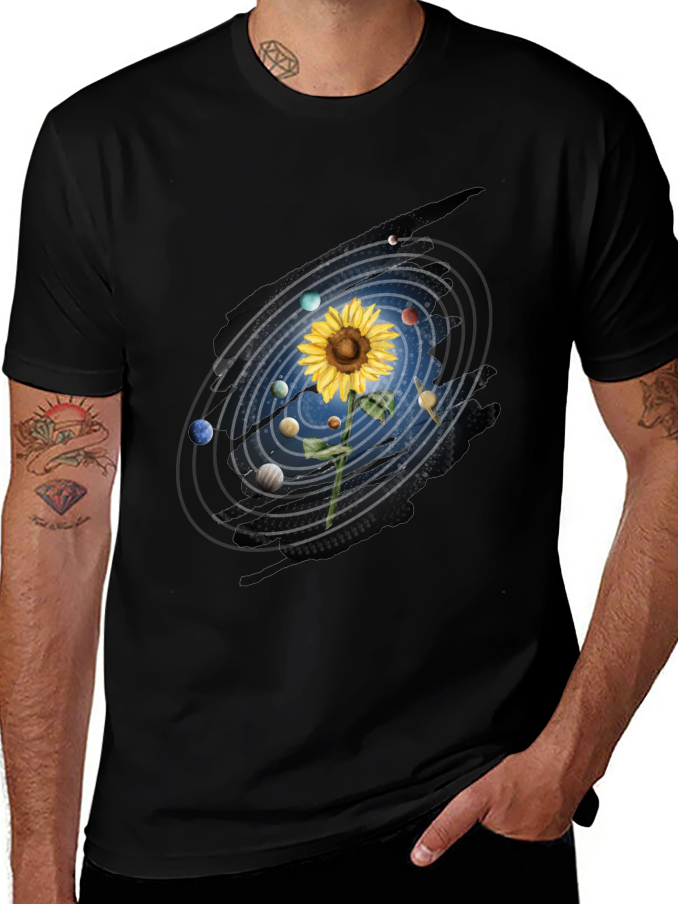 Variant 19 of Sunflower Solar System Graphic Tee